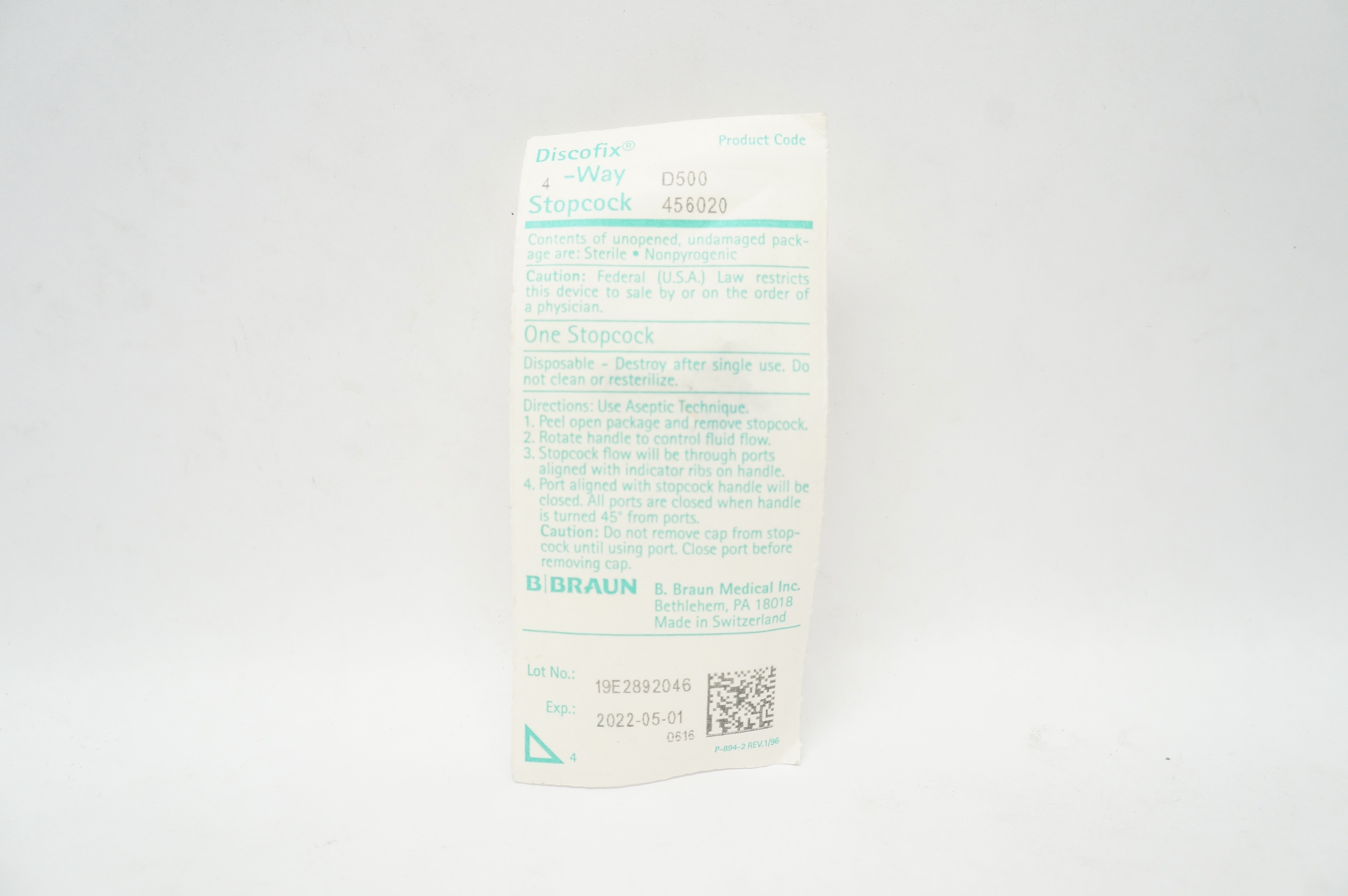 Braun D500 456020 Discofix 4-Way Stopcock (x)