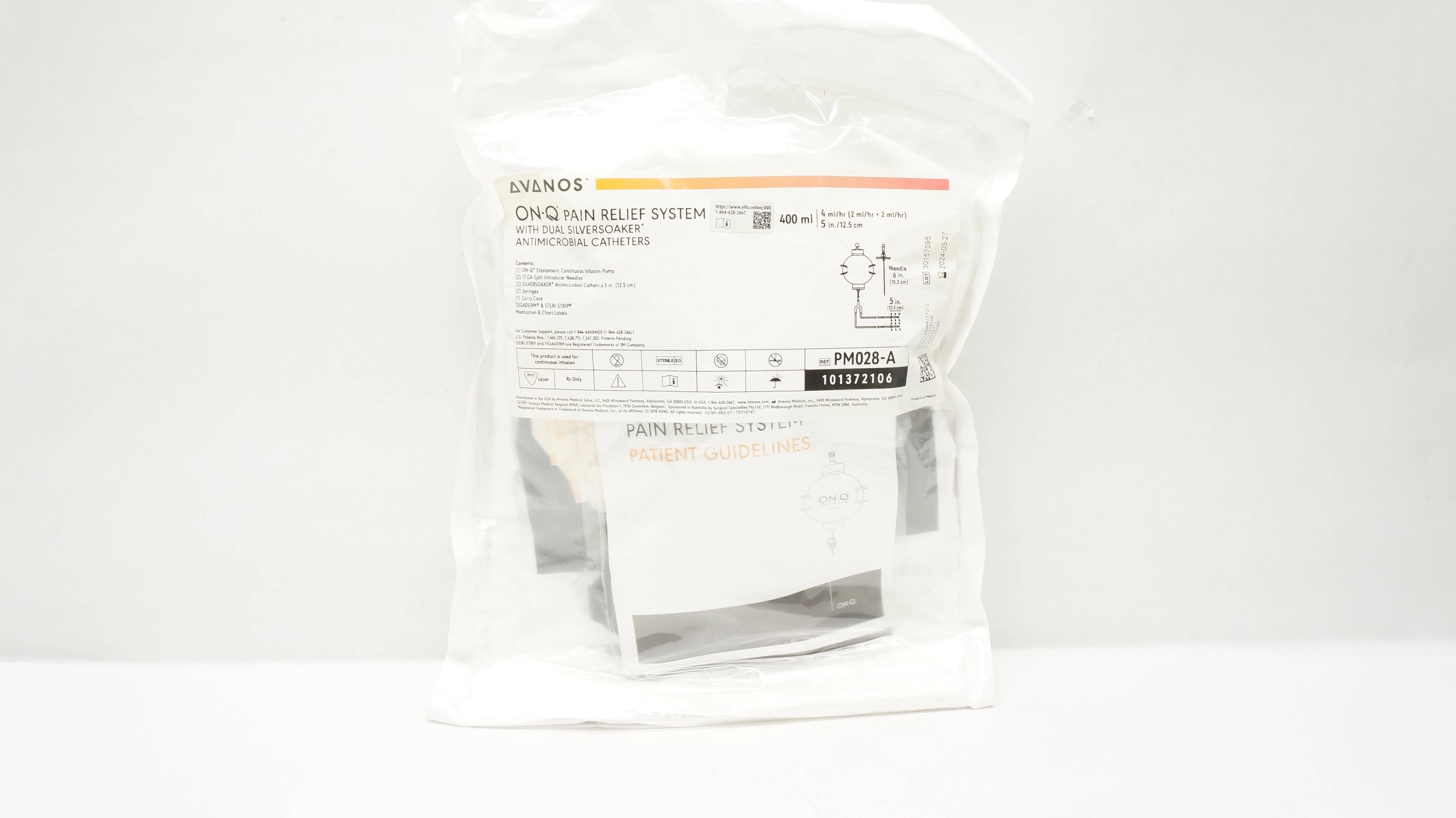 Avanos PM028-A ON-Q Pain Relief System w/Caths. 400ml/hr, 4ml x 5inch (x)