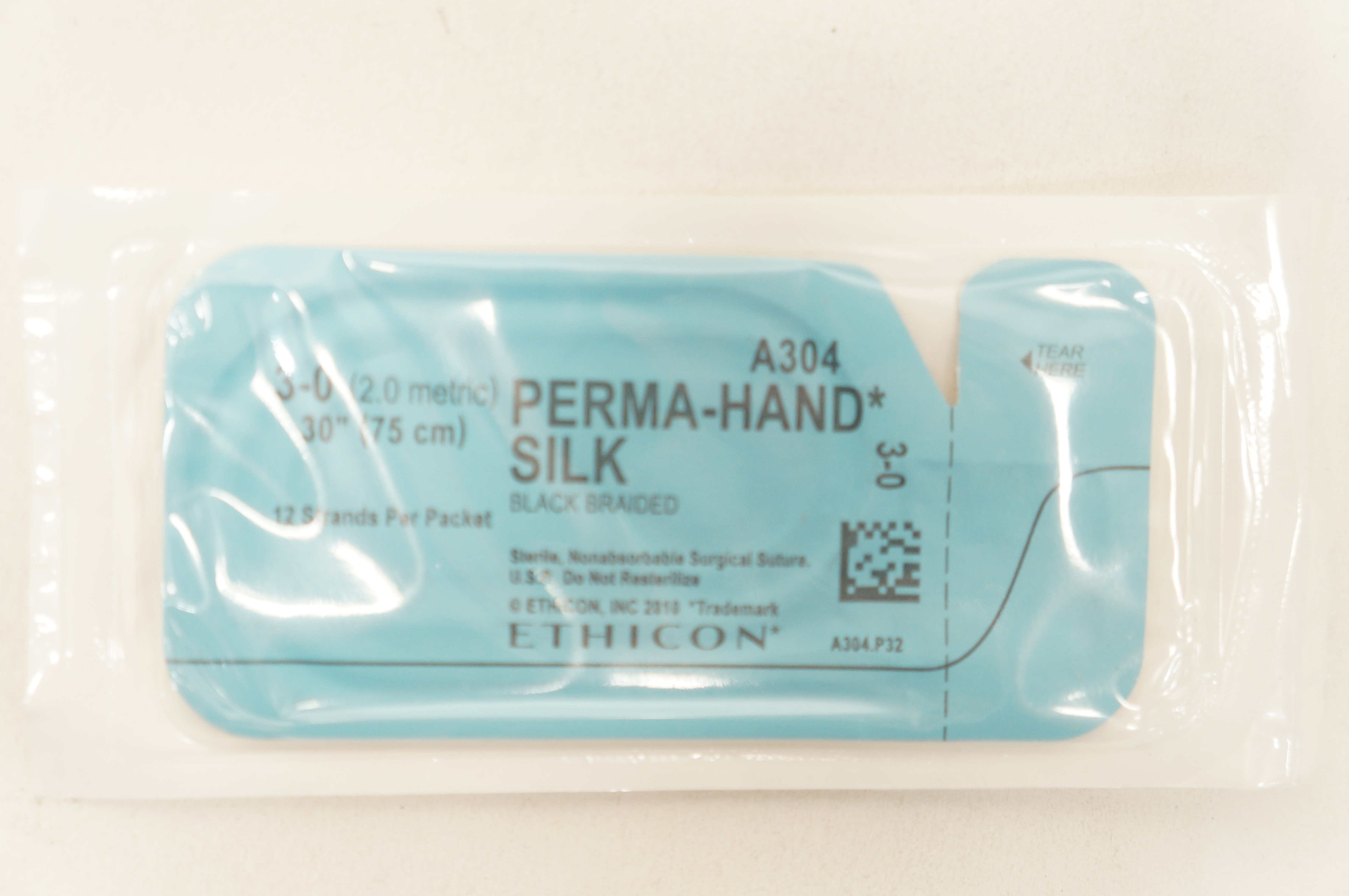 Ethicon A304 3-0 Perma-Hand Silk Black Braided Surgical Stre 30 inch