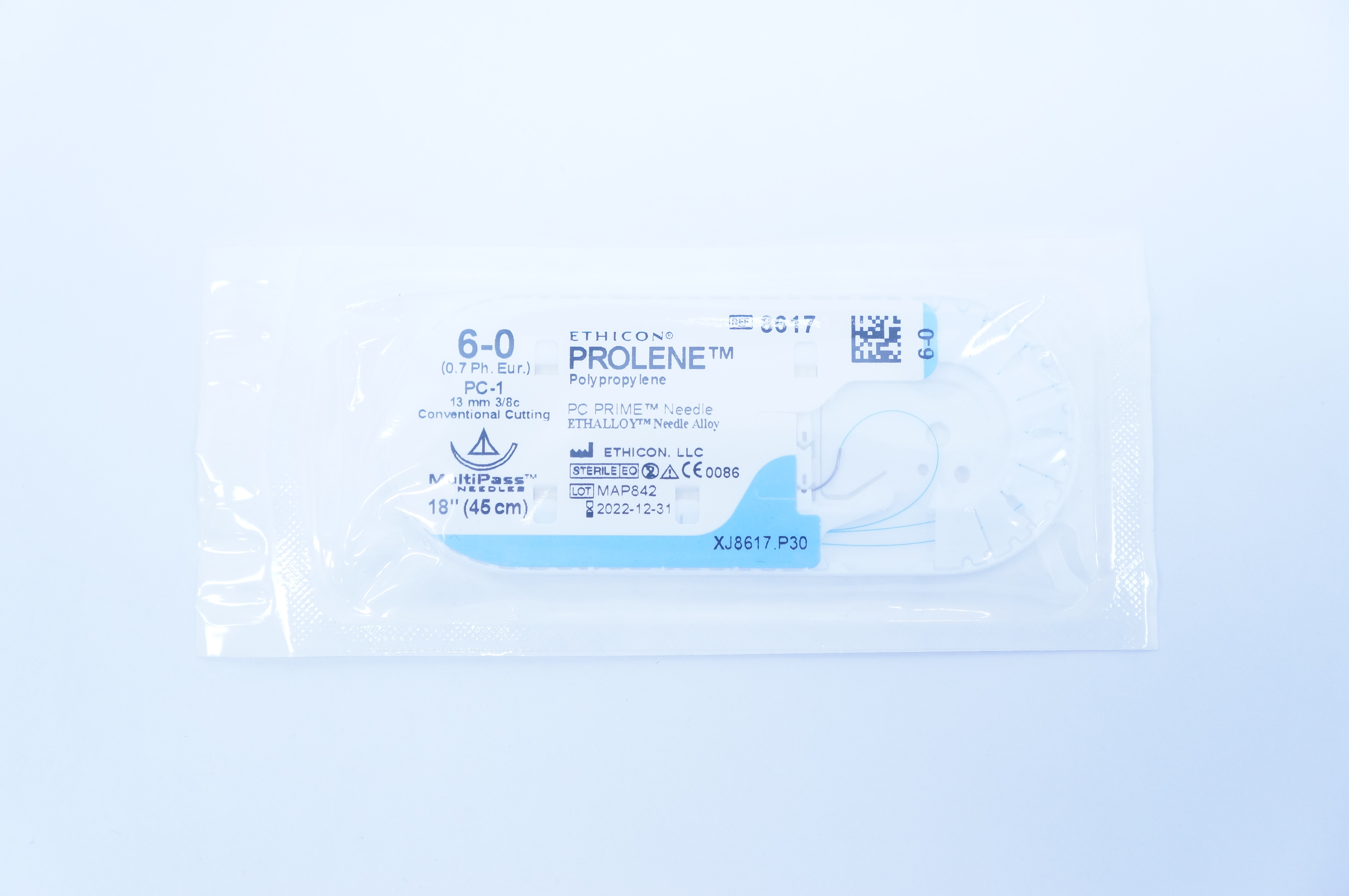 Ethicon 8617 6-0 PROLENE, PC-1, 13mm 3/8c, MultiPass, 18inch