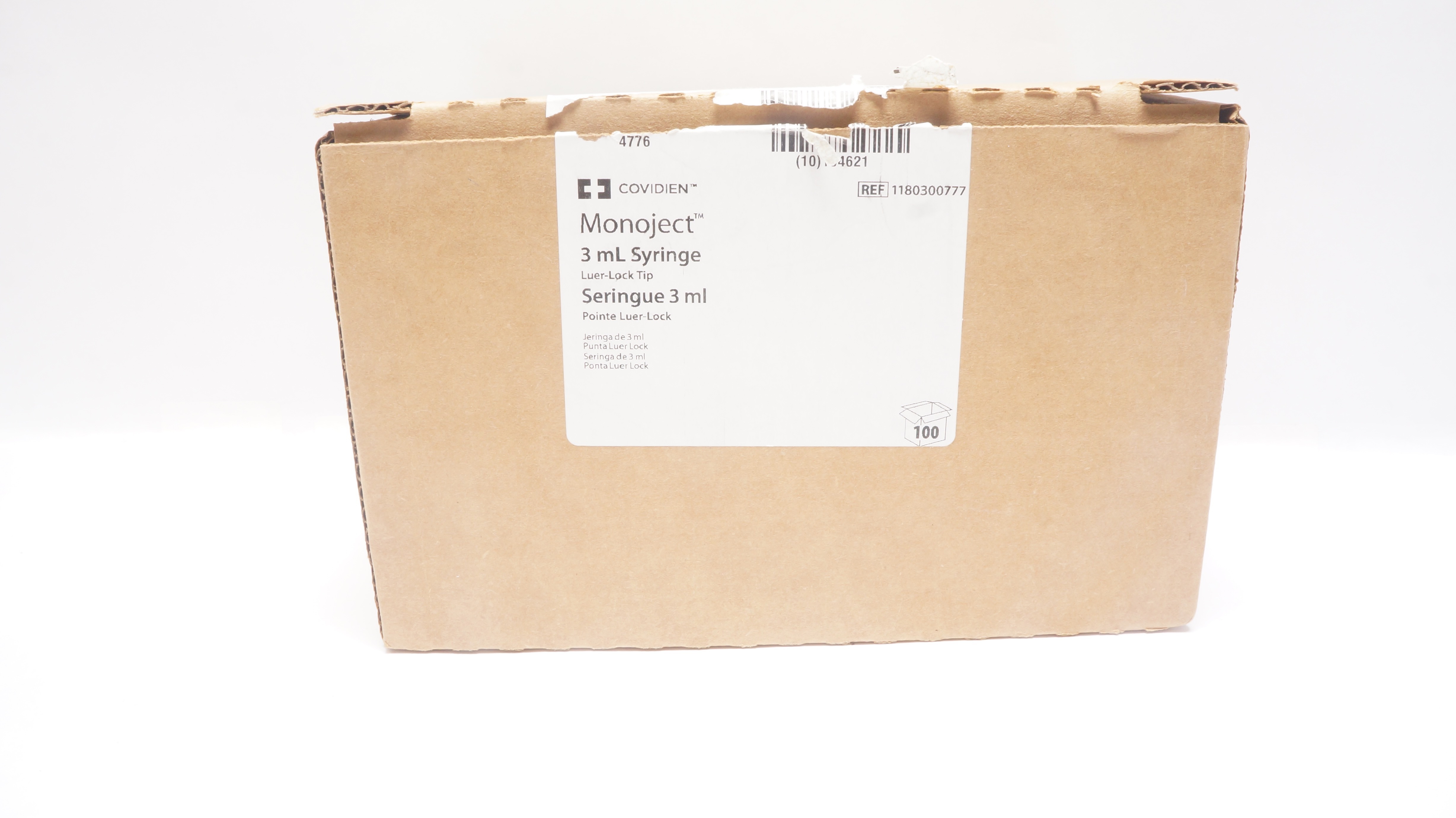 Covidien 1180300777 Monoject 3ML Syringe Luer-Lock Tip - Box of 68