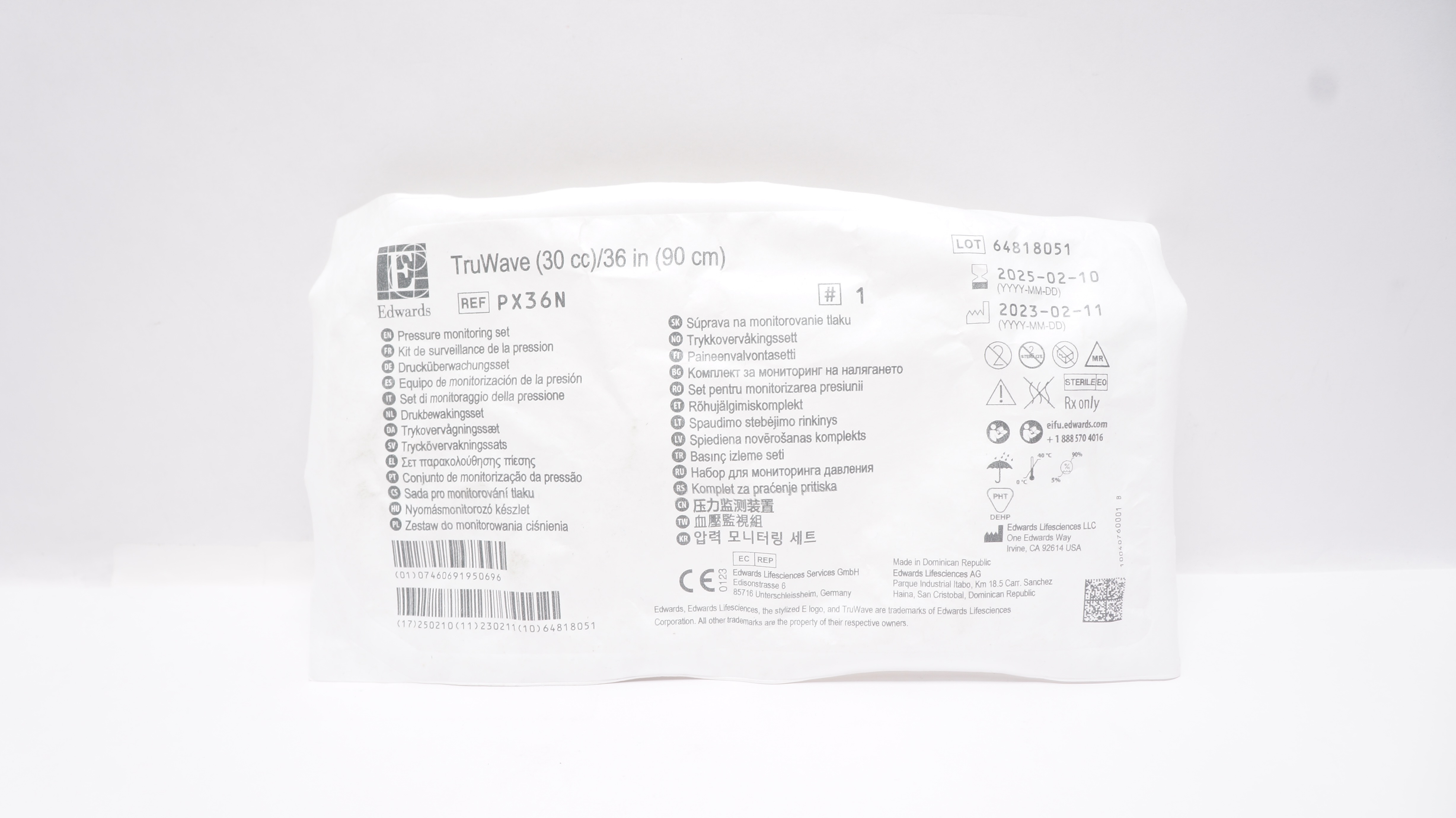 Edwards Lifesciences PX36N TruWave Pressure Monitoring Set 30cc, 36inch