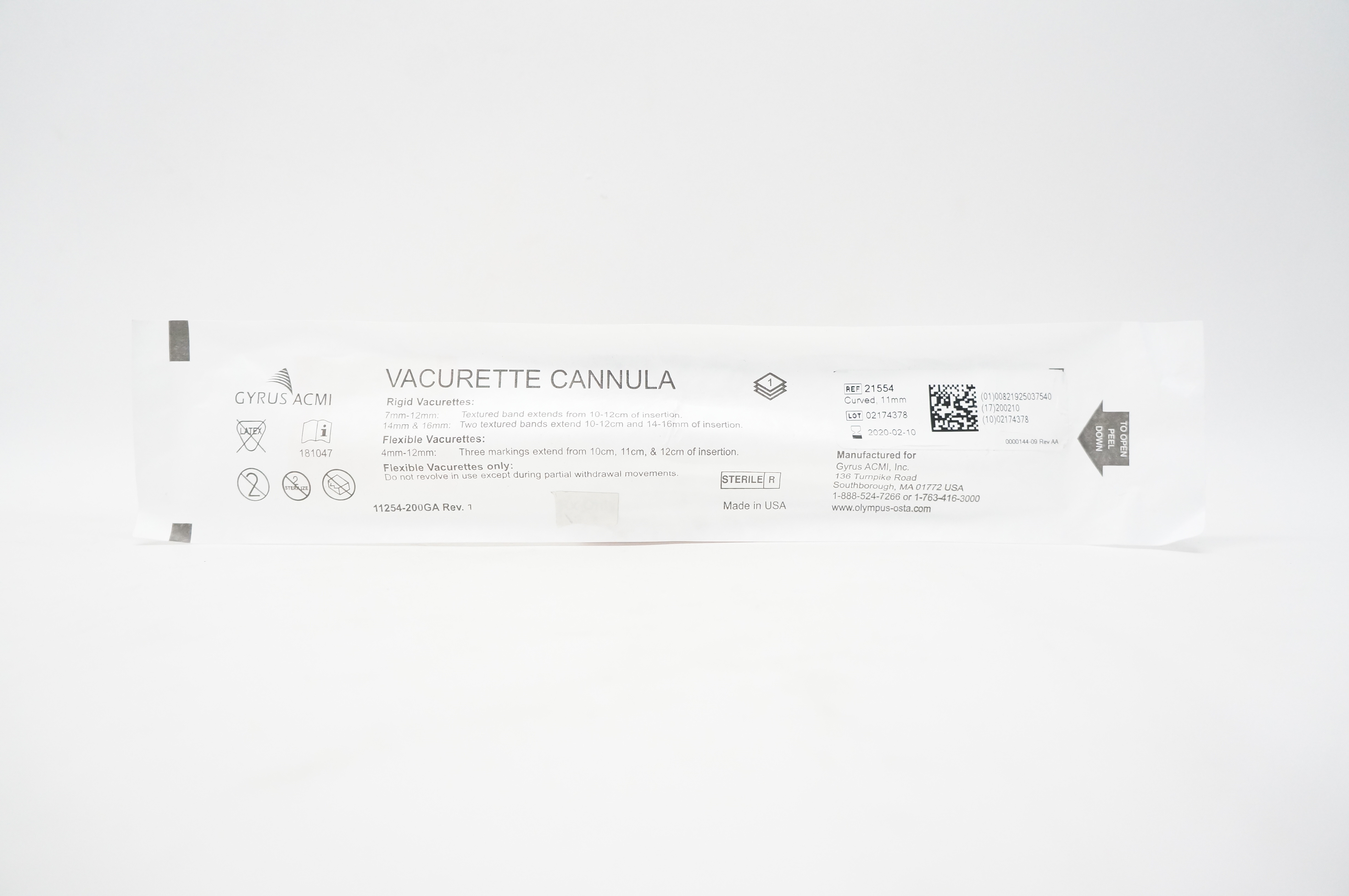 Gyrus ACMI 21554 Vacurette Cannula 11mm Curved (x)