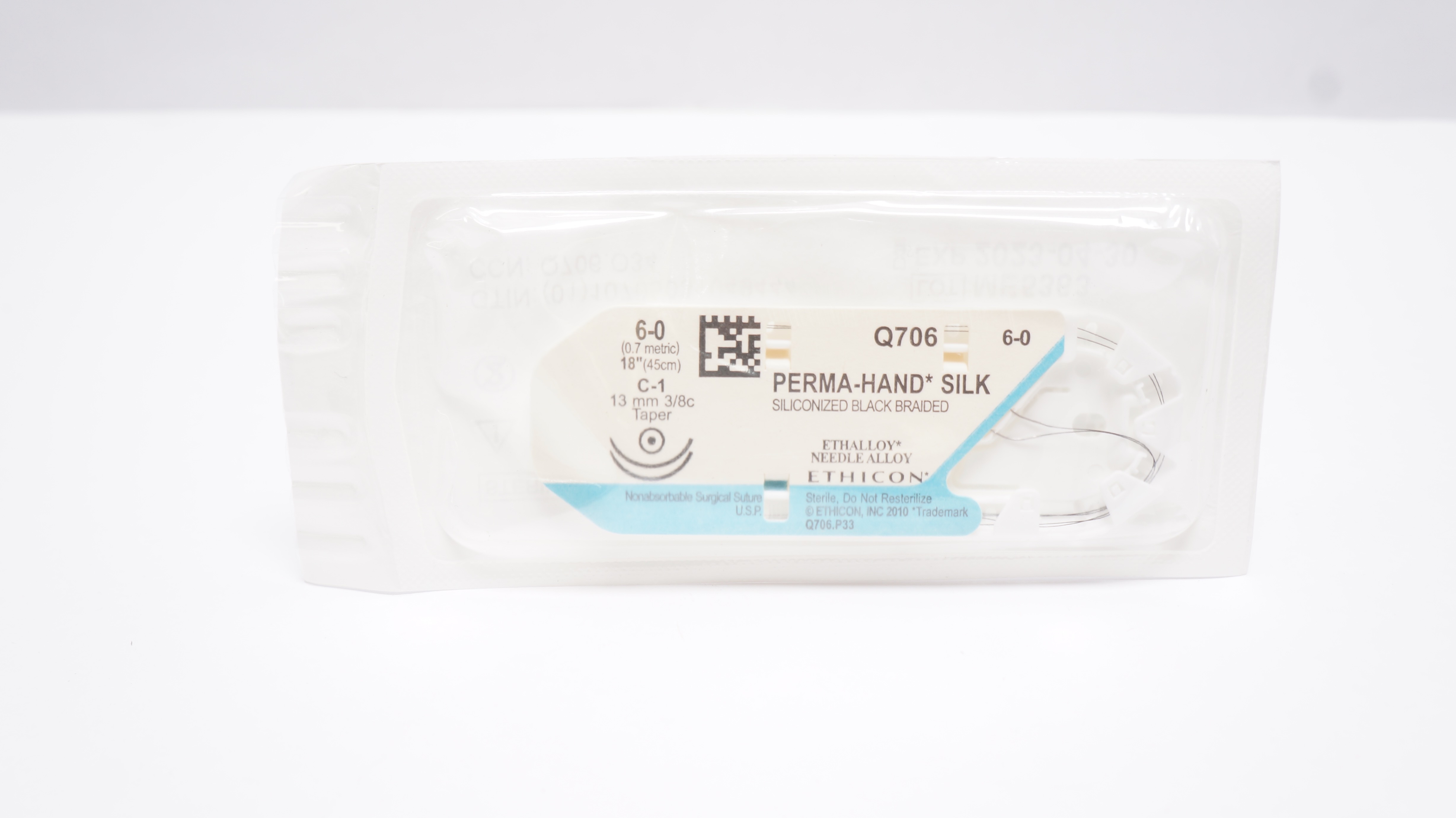 Ethicon Q706H 6-0 Perma-Hand Silk C-1 13 mm 3/8c Taper 18In (x)
