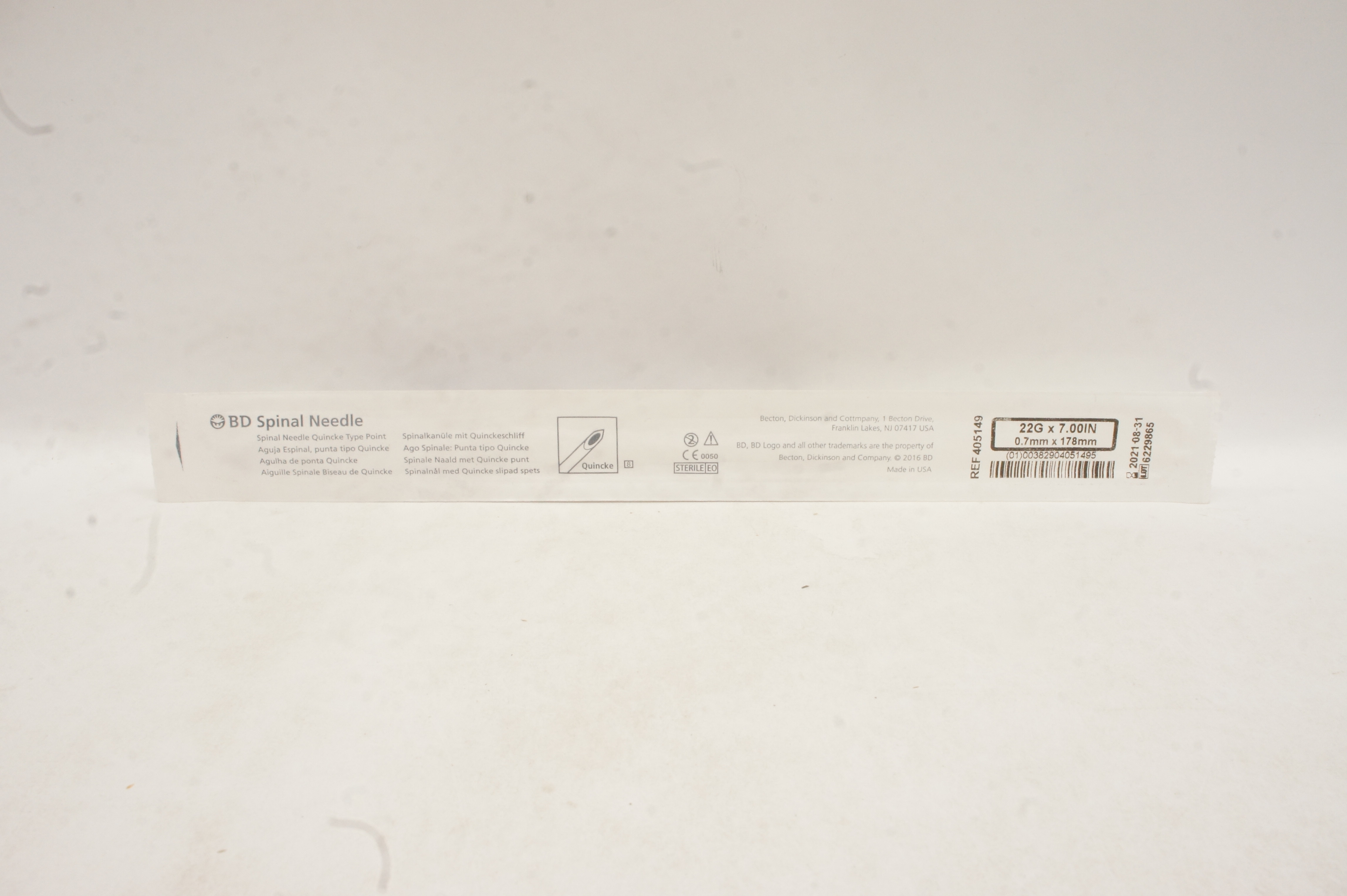 BD 405149 Spinal Ndle Quincke 22 G x 7.00 inch