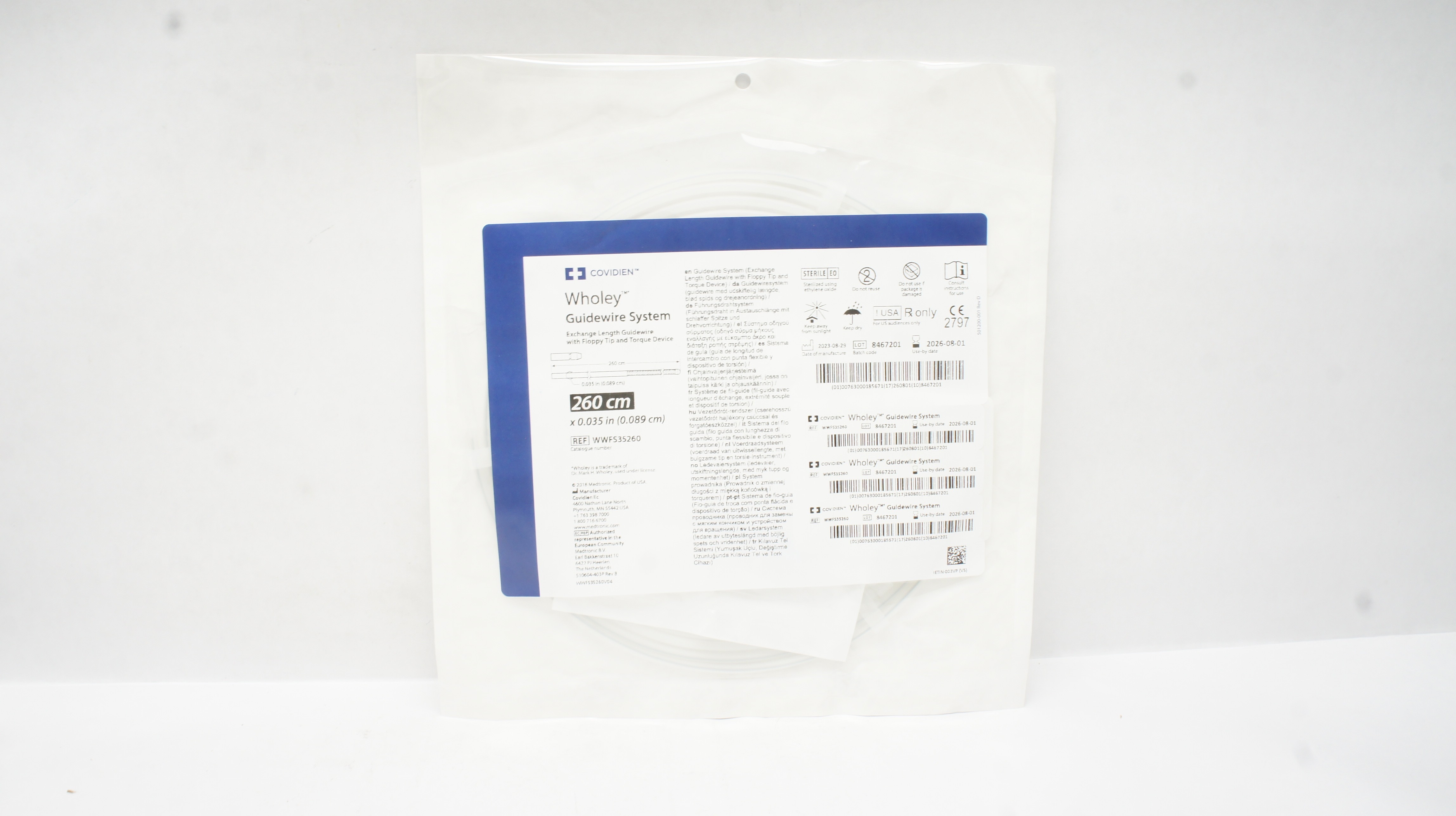 Covidien WWFS35260 Medtronic Wholey Guidewire System, 0.035inch x 260cm