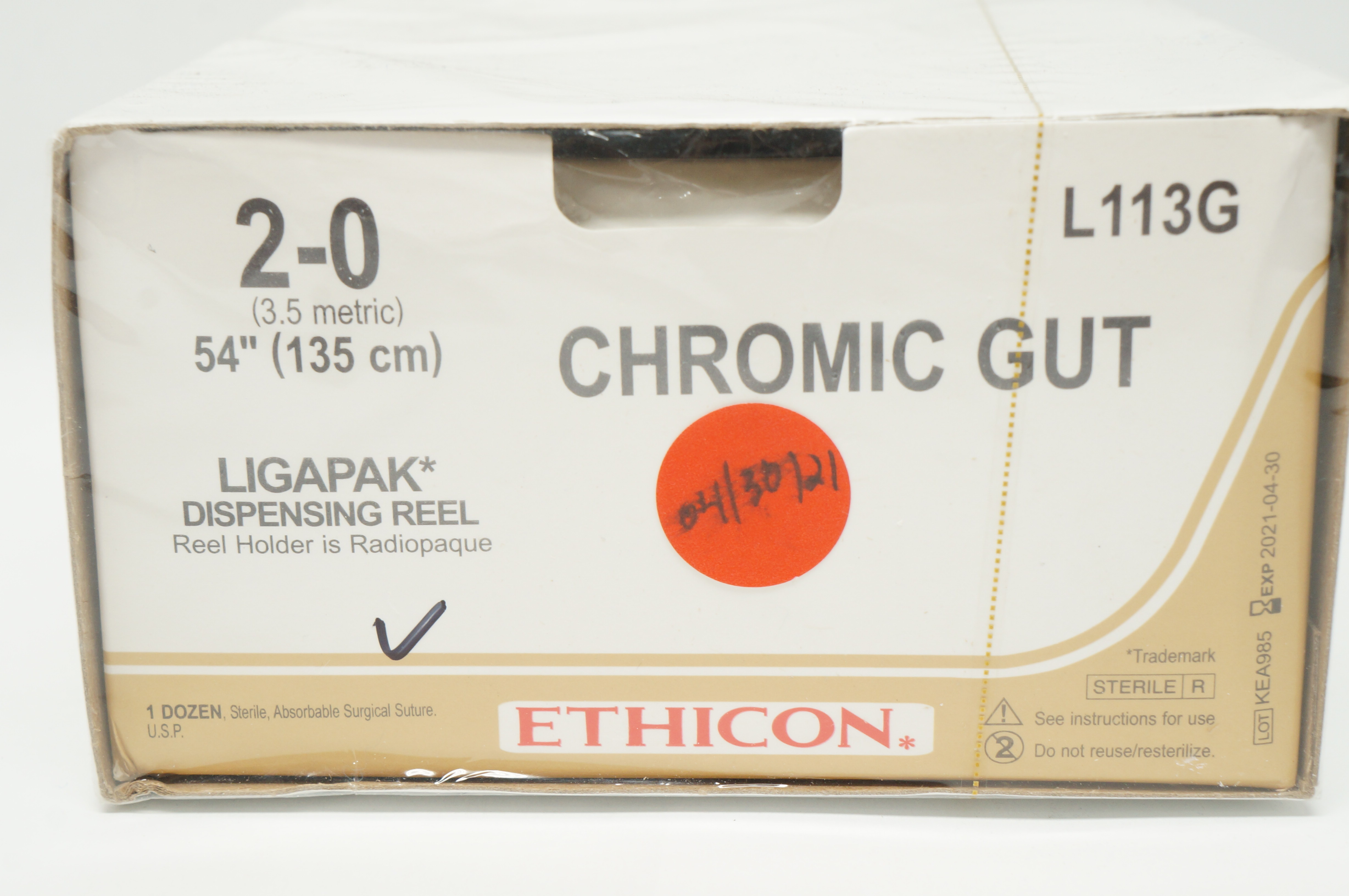 Ethicon L113G 2-0 Chromic Gut Ligapak Dispensing Reel 54inch - Pack of 12 (x)