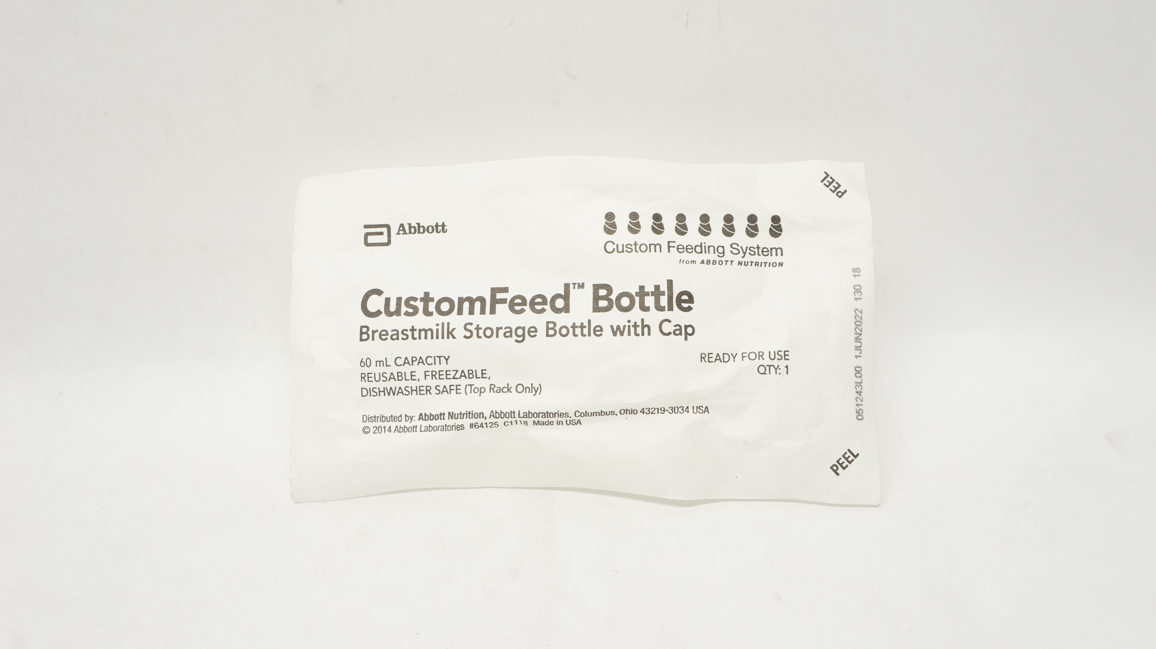 Abbott CustomFeed Breastmilk Storage Bottle With Cap 60 mL