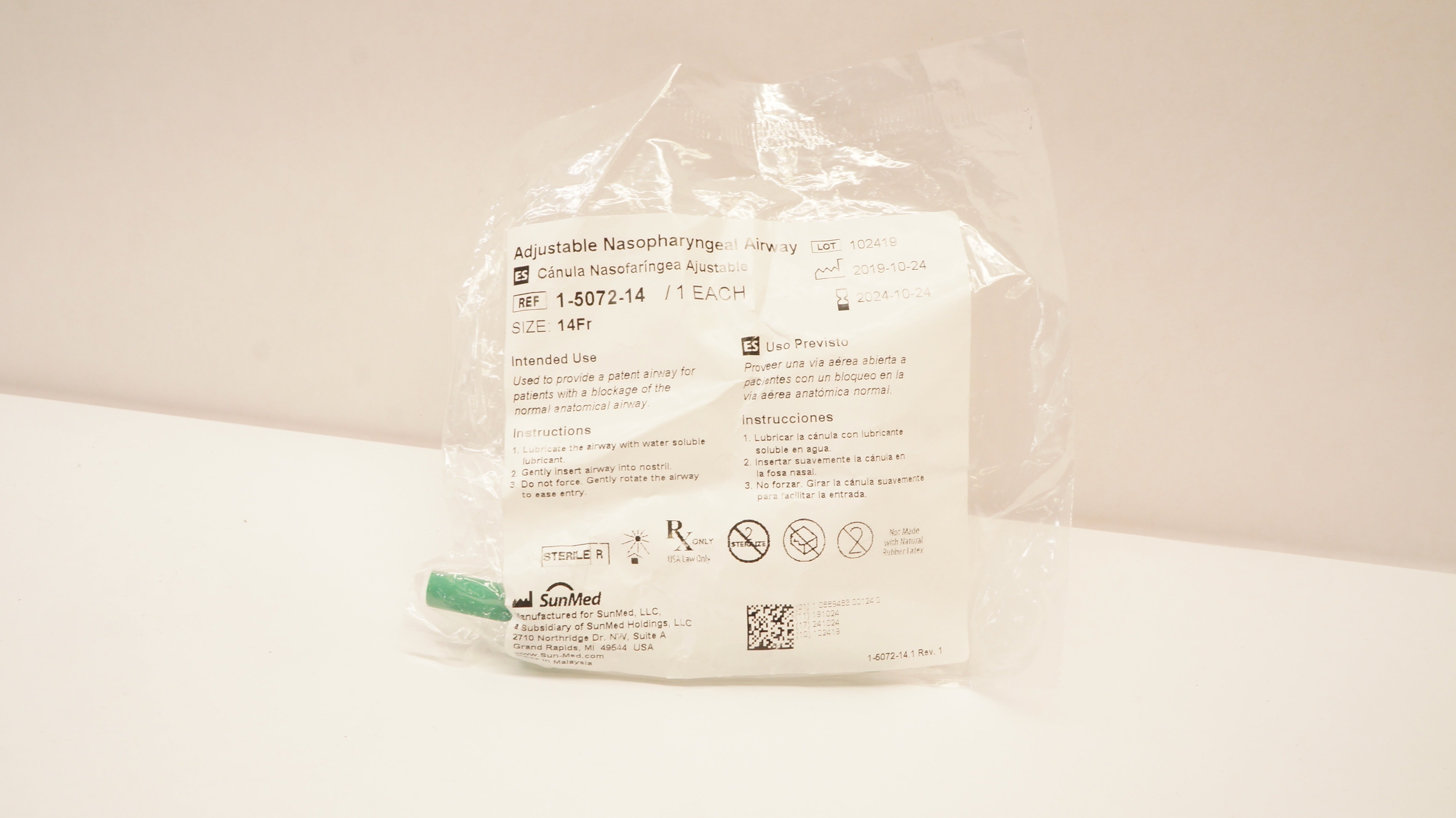 SunMed 1-5072-14 Adjustable Nasopharyngeal Airway 14Fr