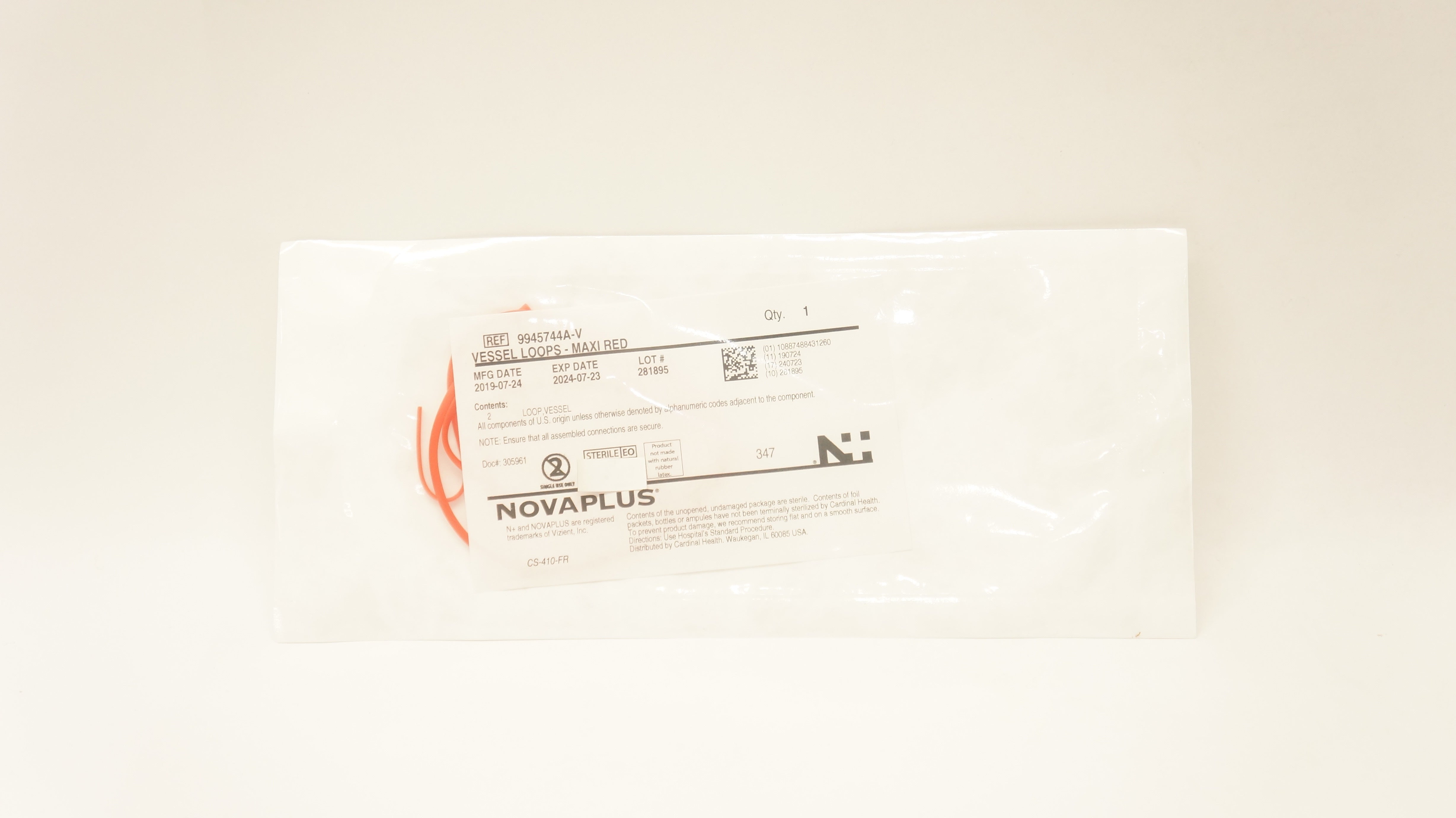 Novaplus 9945744A-V Vessel Loops-Maxi Red