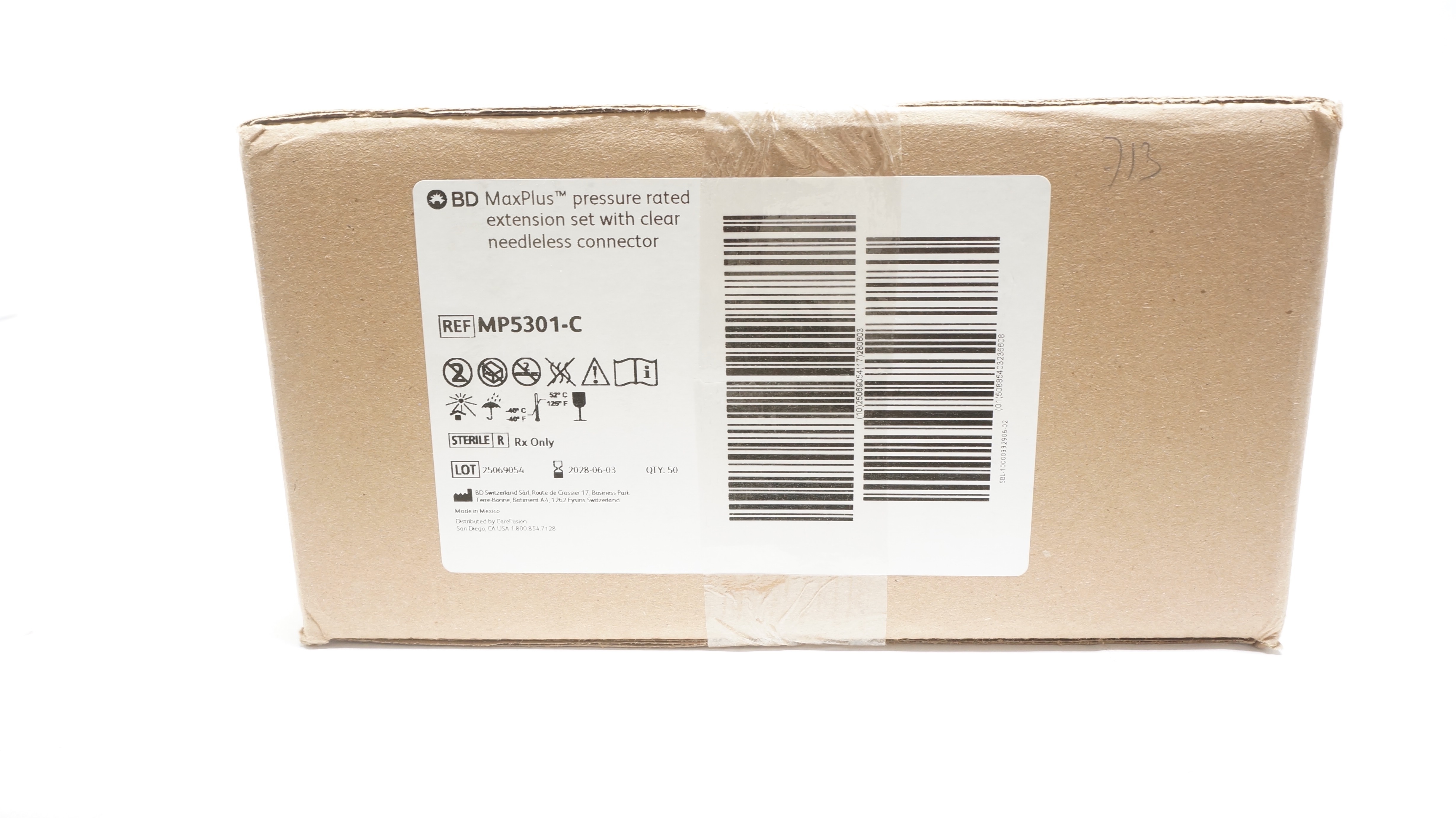 BD MP5301-C MaxPlus Pressure Rated Extension Set 0.8ml x 8.5inch - Box of 50