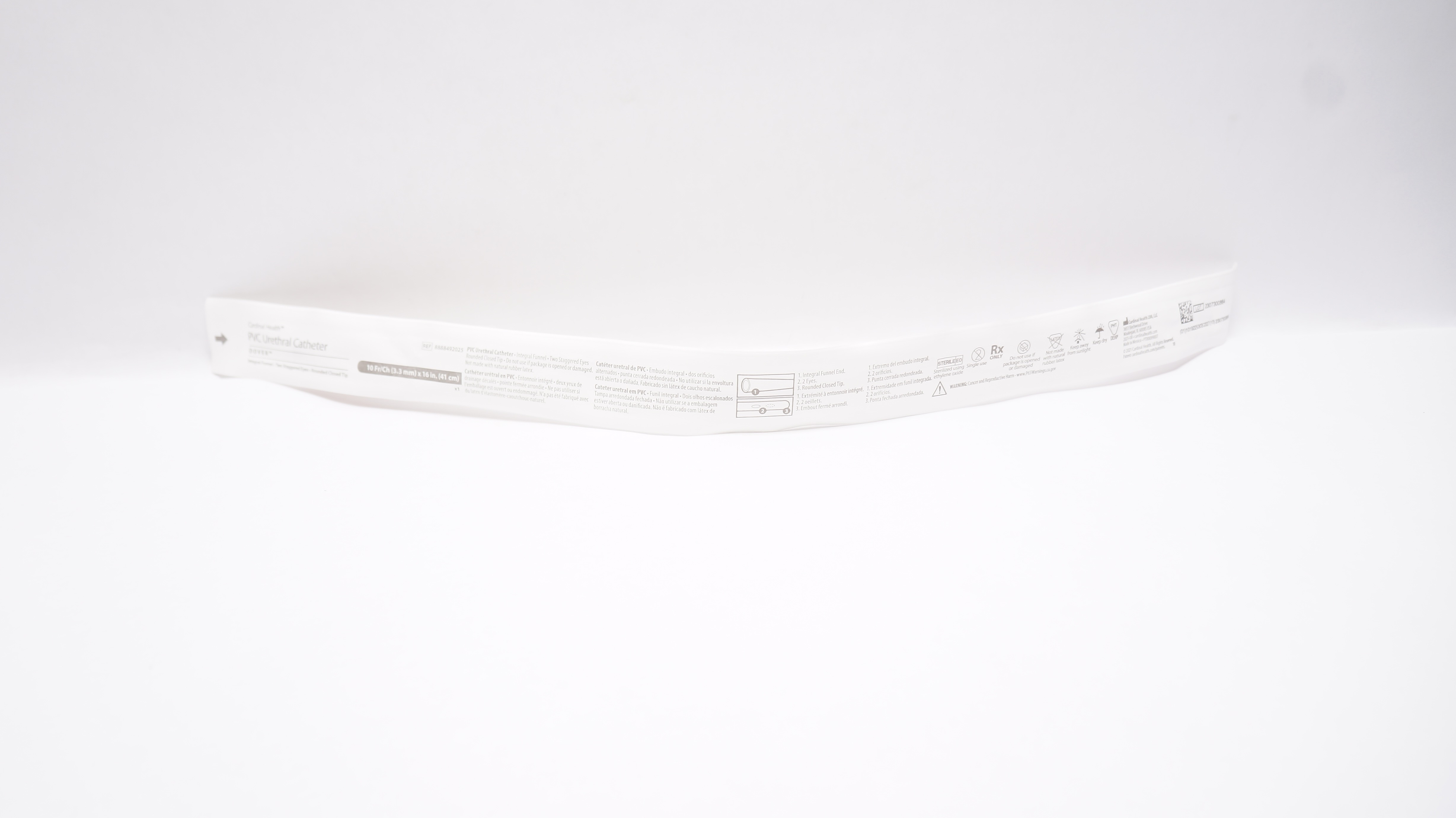 Cardinal Health 8888492025 PVC Uretheral Cath. Dover 10Fr/Ch x 16In