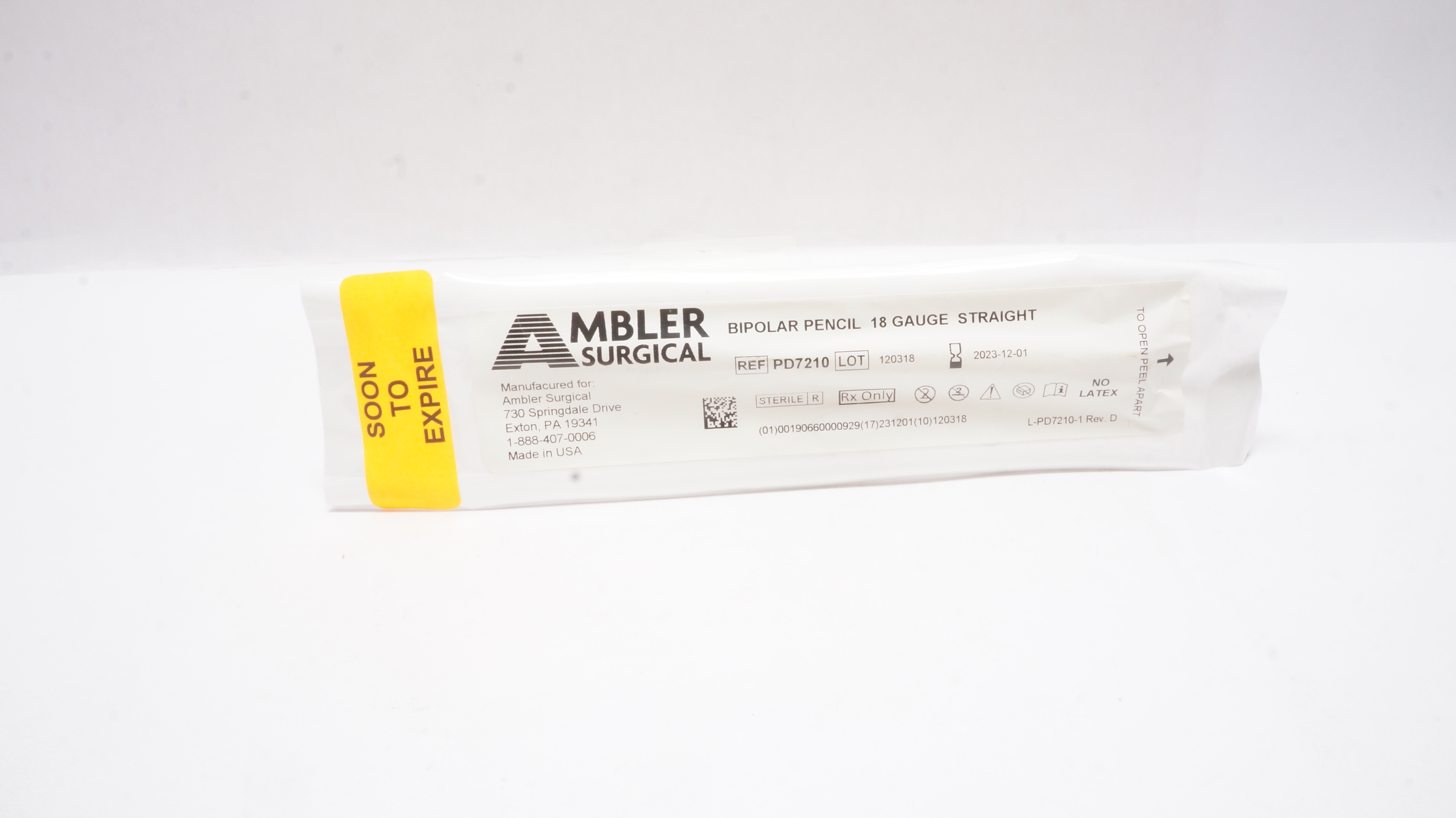 Ambler Surgical PD7210 Bipolar Pencil 18G, Straight
