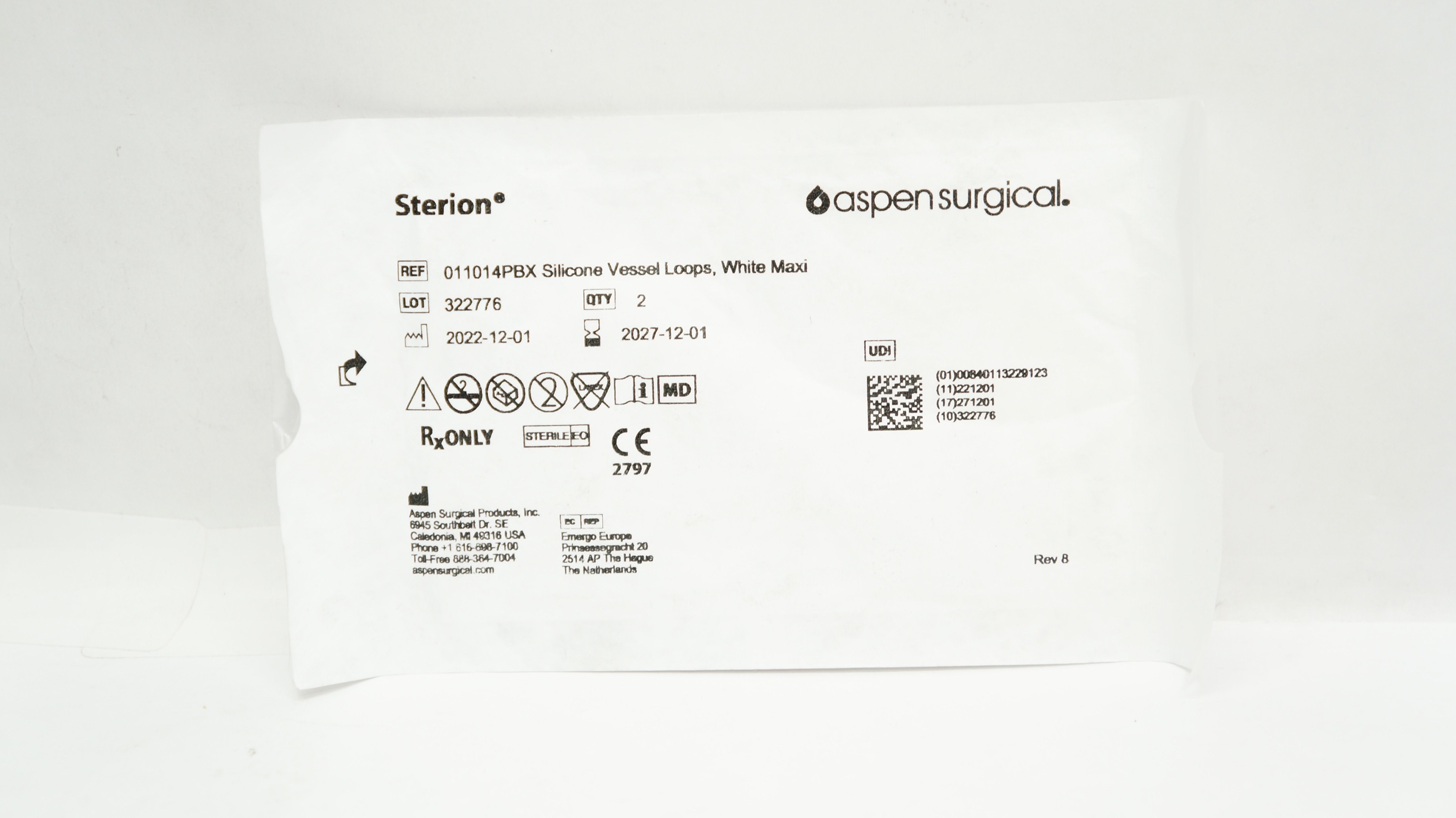 Aspen 011014PBX Hill-Rom Silicone Vessel Loops White Maxi - Pack of 2