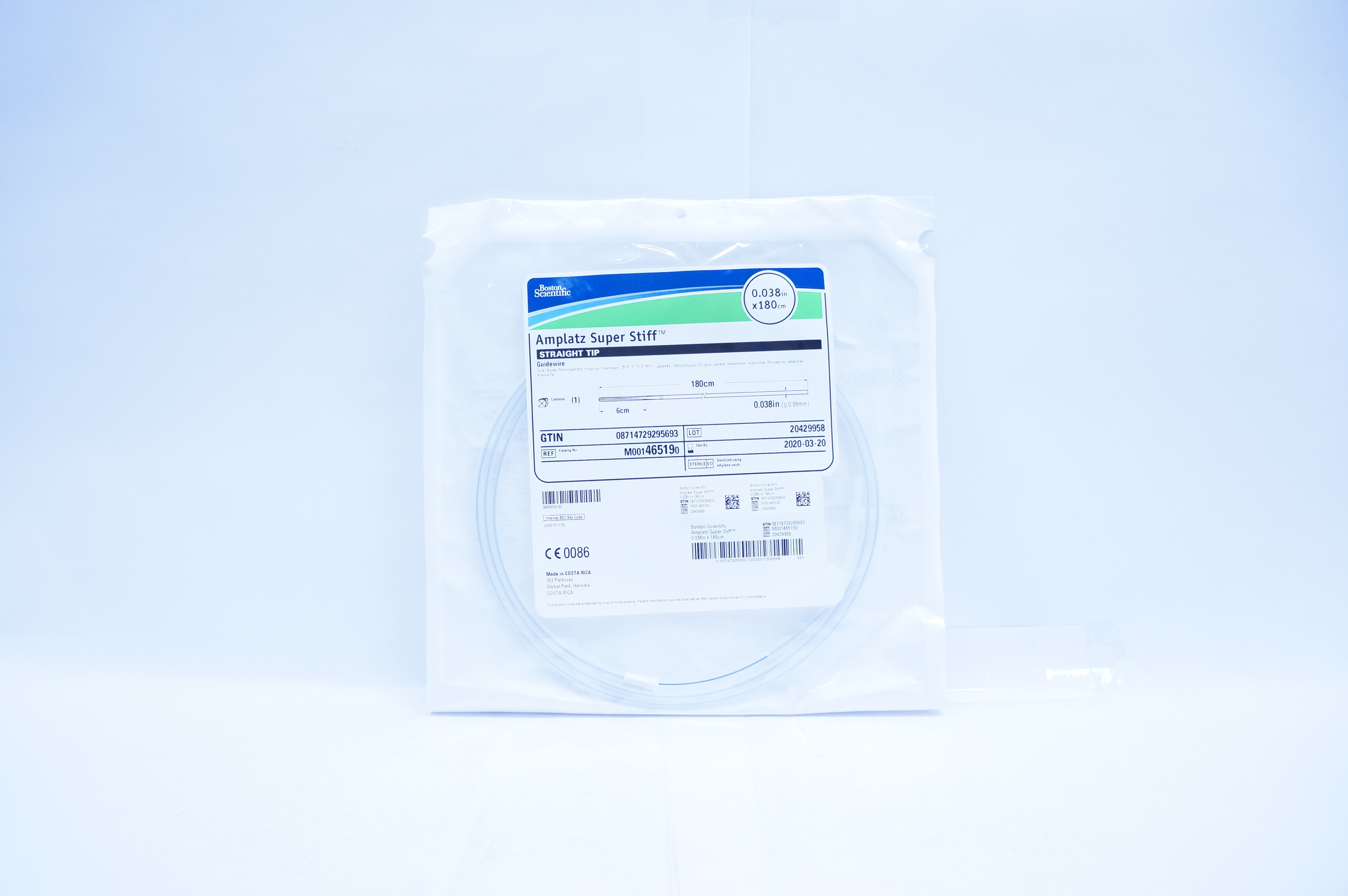 Boston Scientific M001465190 Amplatz Super Stiff Guidewire 0.038in. x 180cm (x)