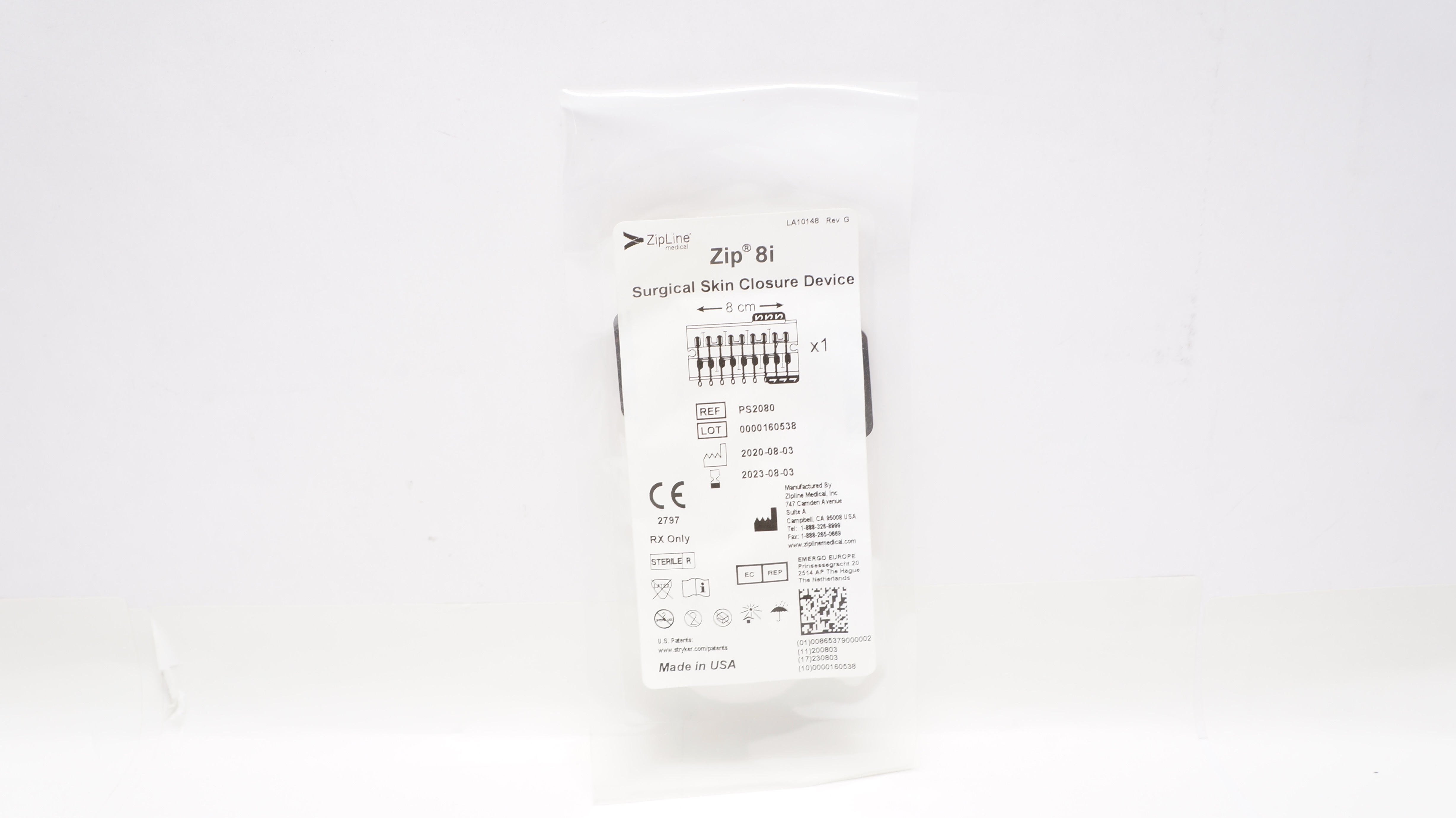 ZipLine PS2080 Zip 8i Surgical Skin Closure Device 8cm (x)