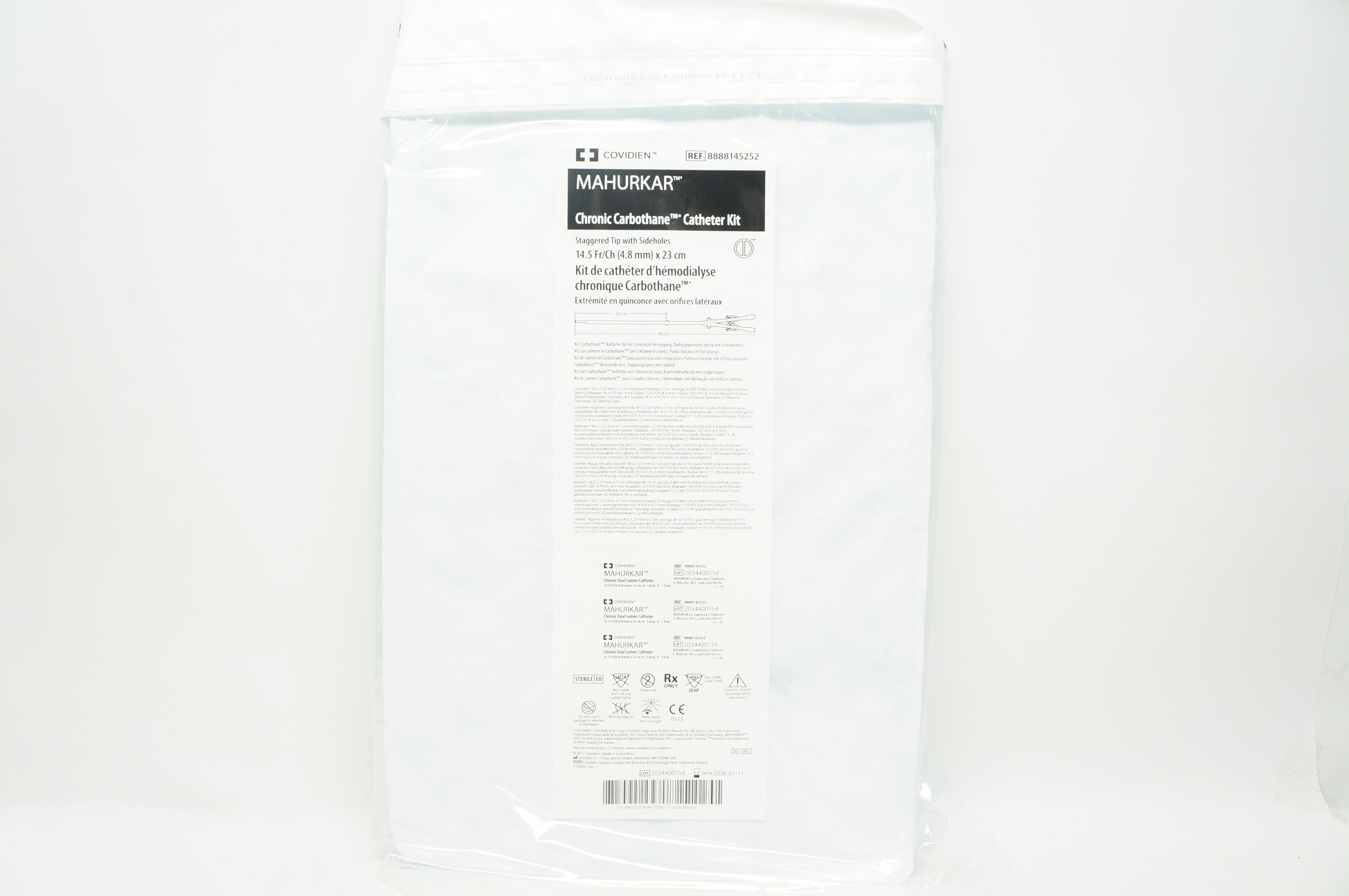 Covidien 8888145252 Mahurkar Chronic Carbonate Cath. Kit 14.5Fr/Ch x 23cm