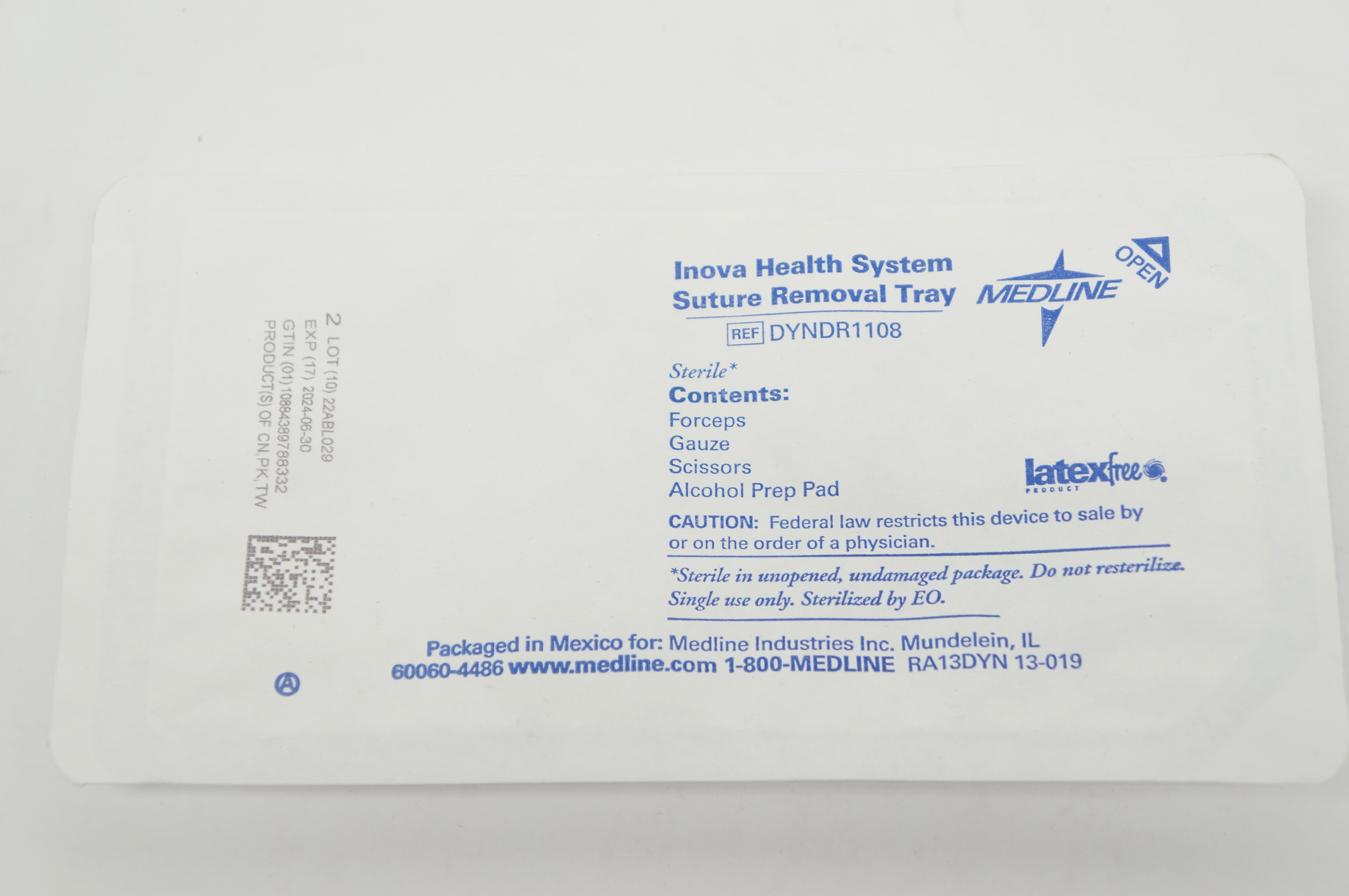 Medline DYNDR1108 Inova Health System Stre. Removal Tray