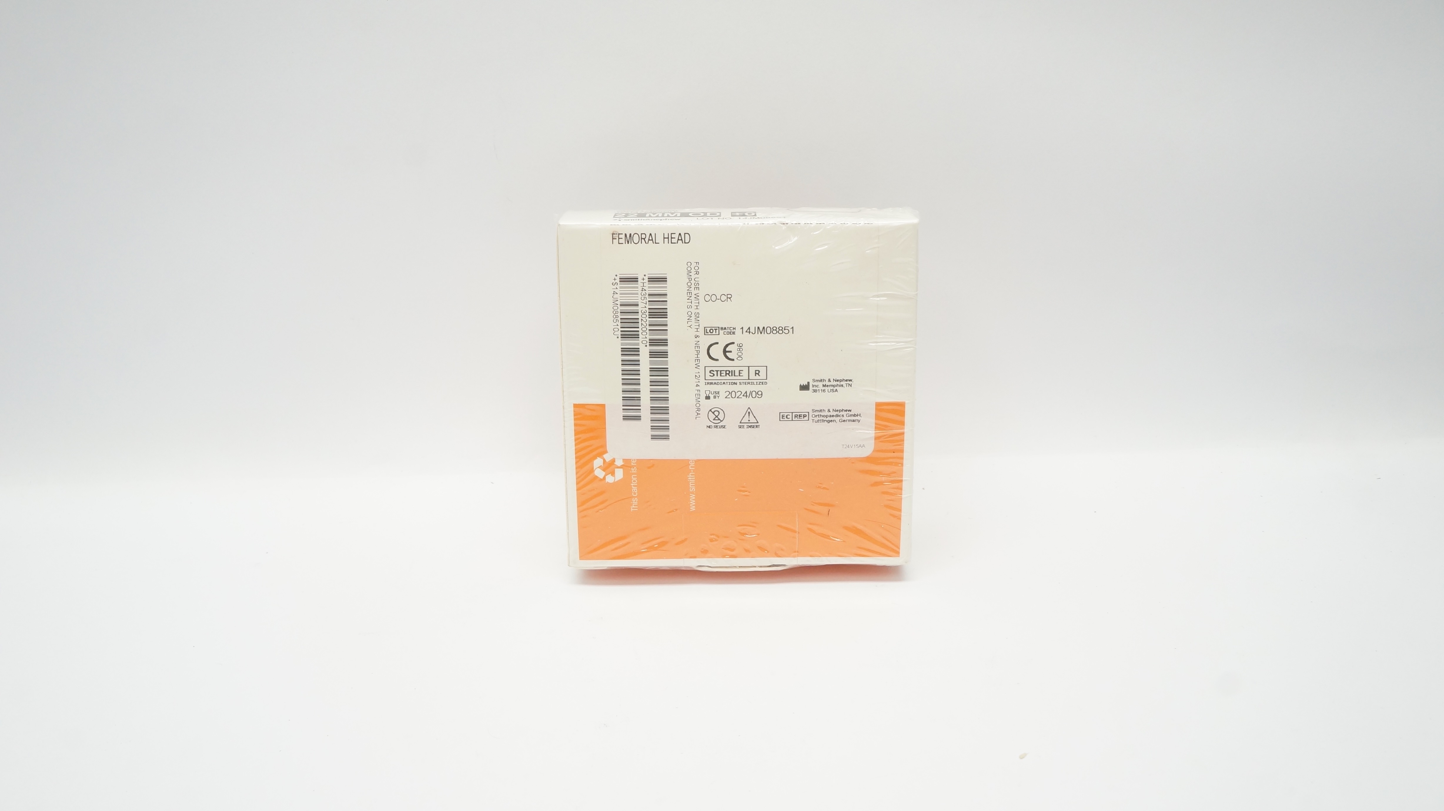 Smith&Nephew 71302200 Cobalt Chrome 12/14 Taper Femoral Head 22mm +0