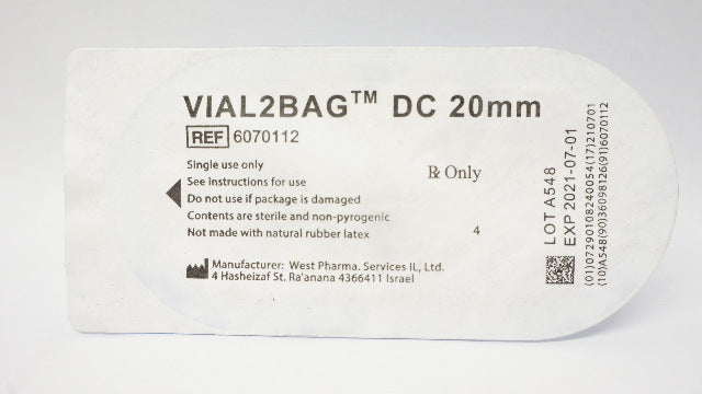 West Pharma 6070112 VIAL2BAG I.V. Fluid Transfer Sets DC 20mm (x)