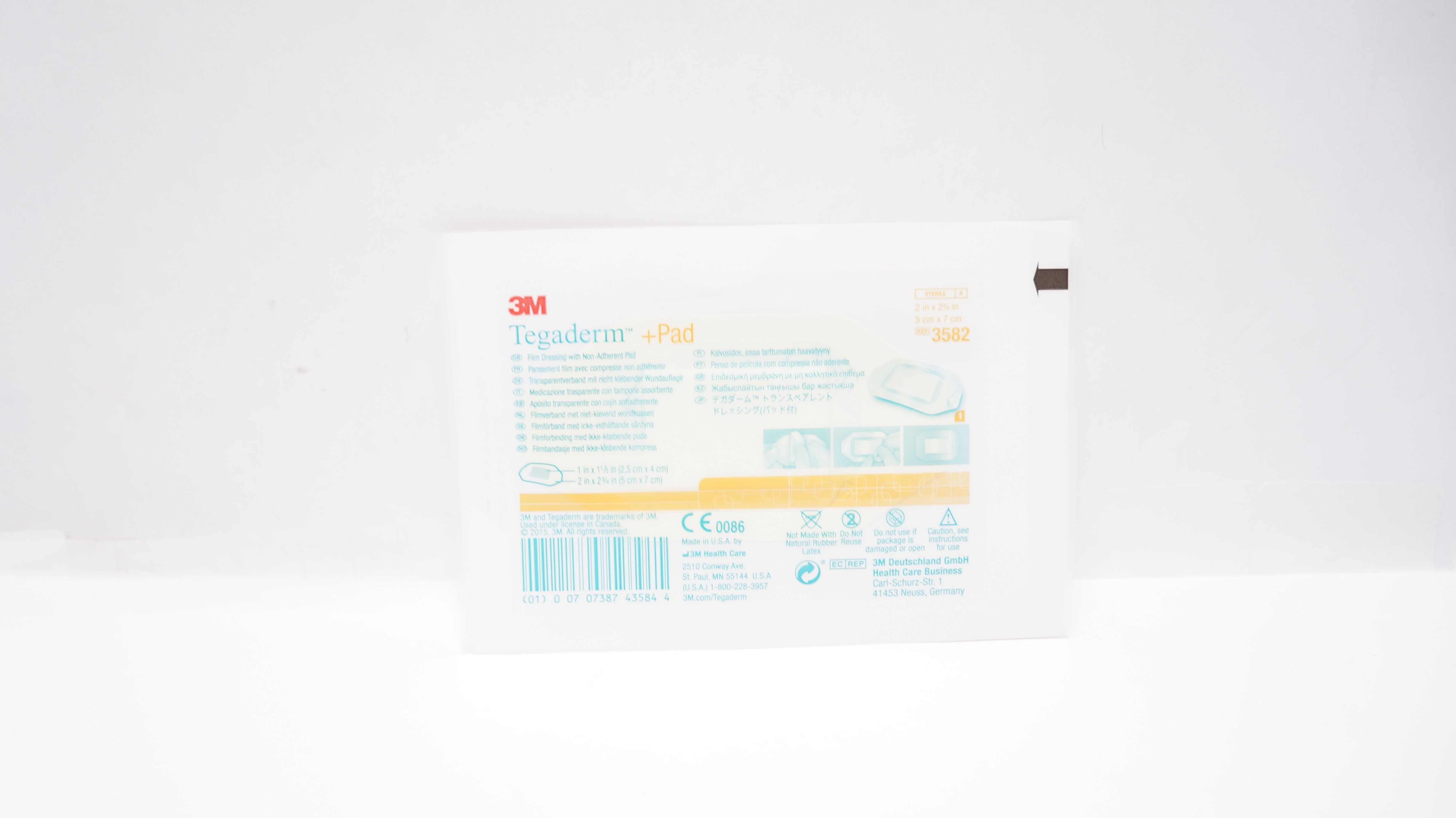 3M 3582 Tegaderm Film Dressing w/Non-Adherent Pad 2inch x 2-3/4inch (x)