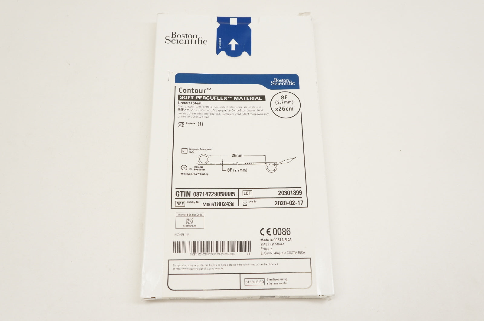Boston Scientific 180243 Contour Soft Percuflex Material Ureteral Stnt 8F x 26cm
