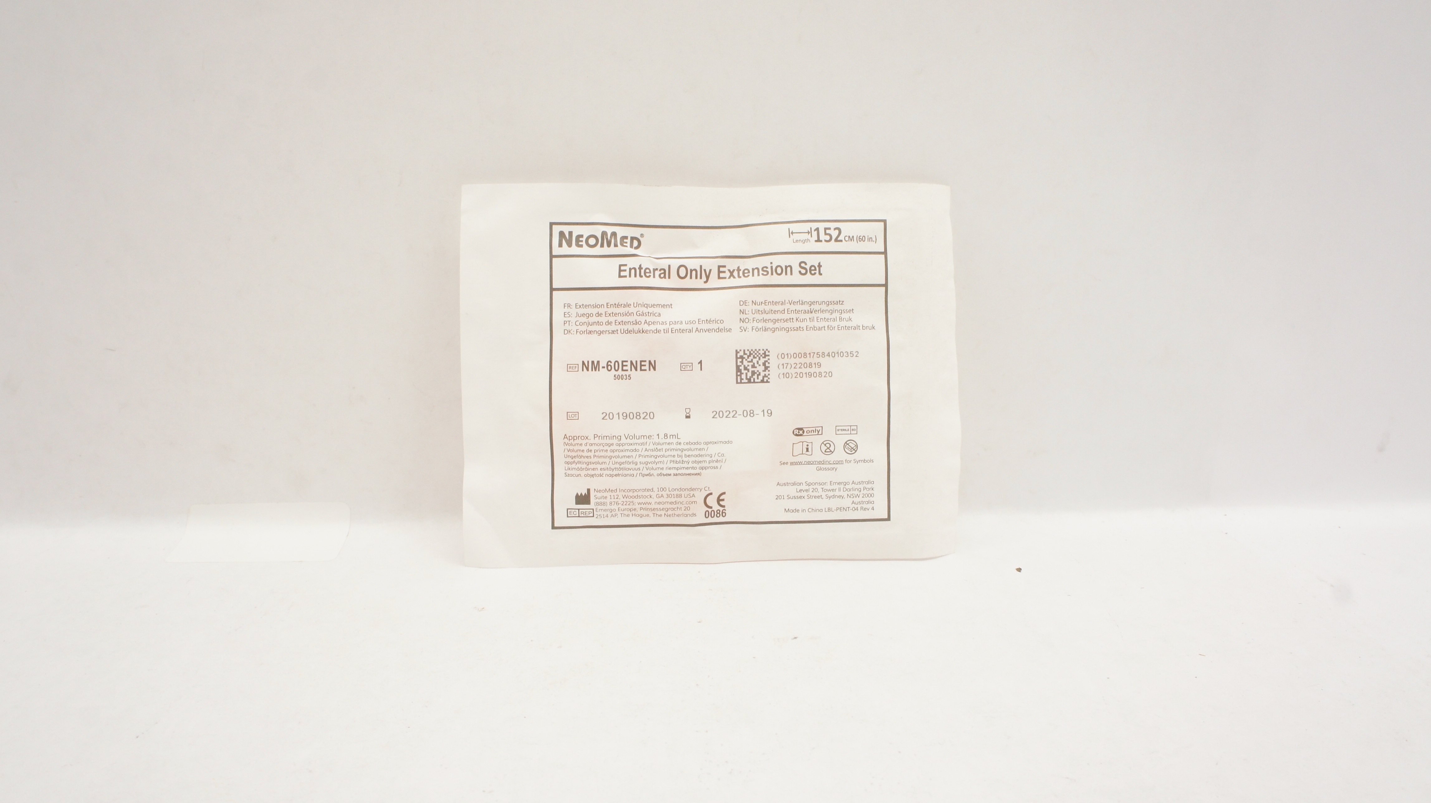 NeoMed NM-60ENEN Enteral Only Extension Set 60inch Approx. Priming Volume 1.8mL