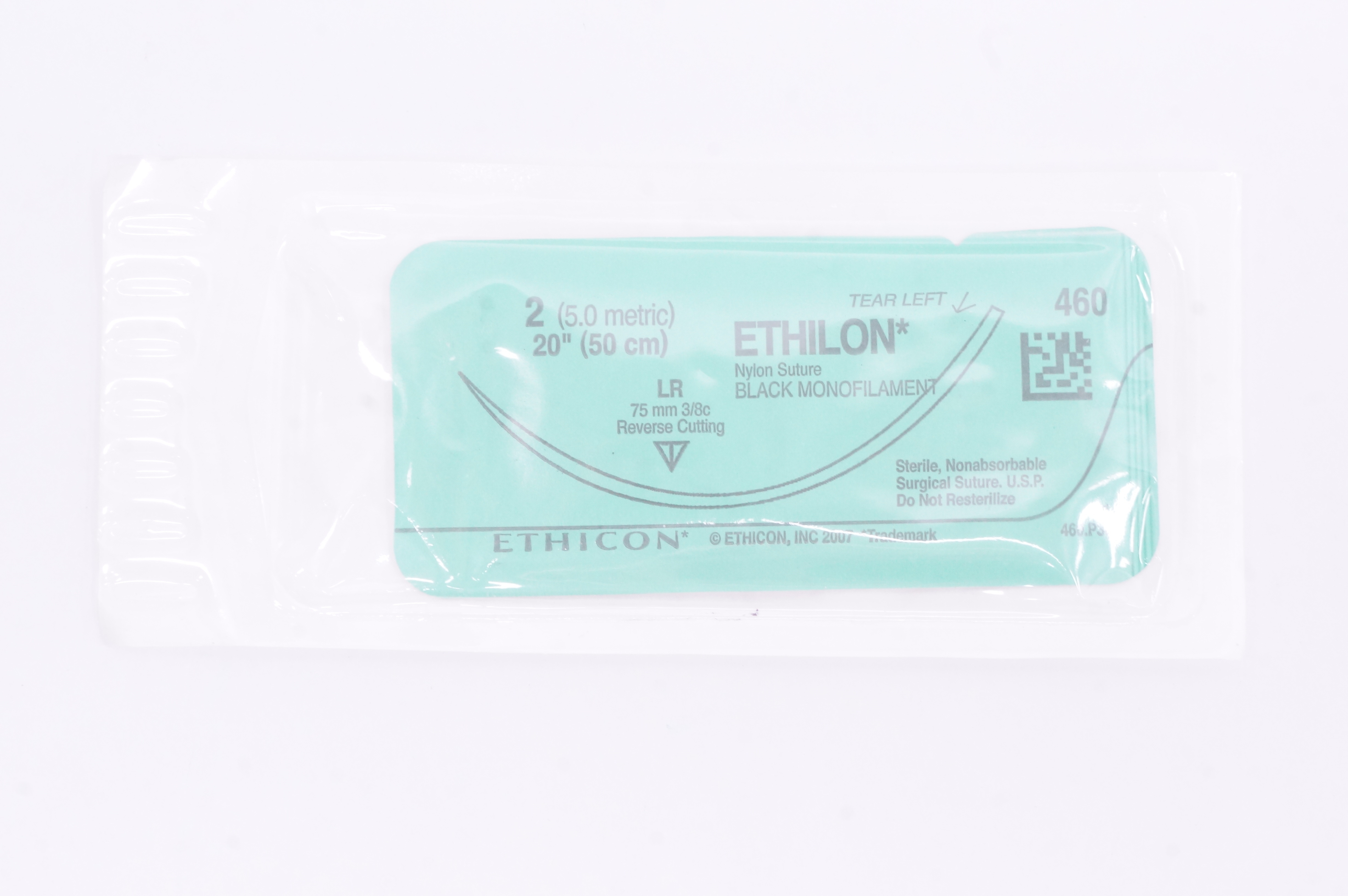 Ethicon 460 2 ETHILON, NYLON, Reverse Cutting LR 75mm 3/8c, 20inch