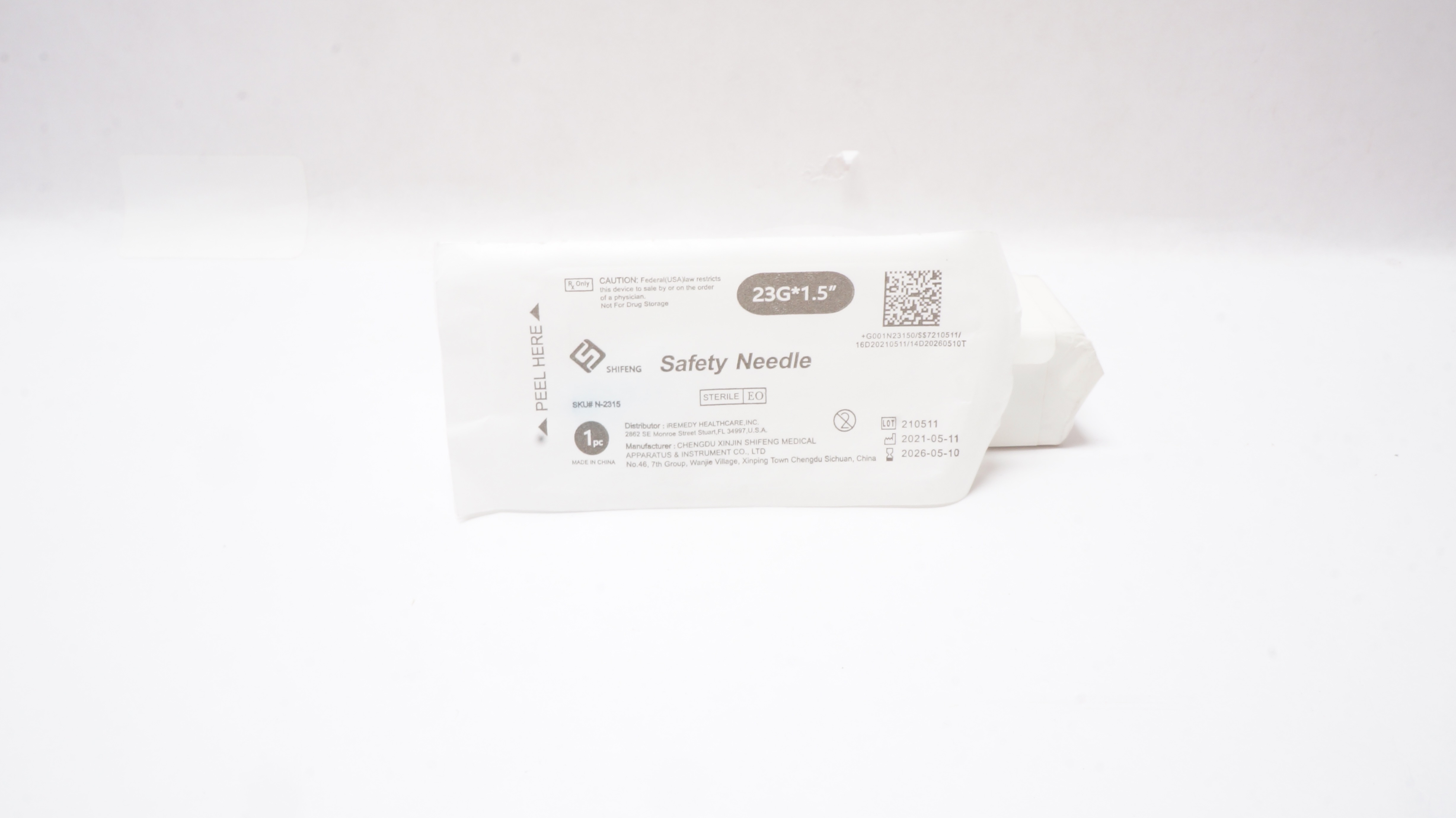 Iremedy Healthcare N-2515 Safety Ndle. 25G x 1-1/2inch