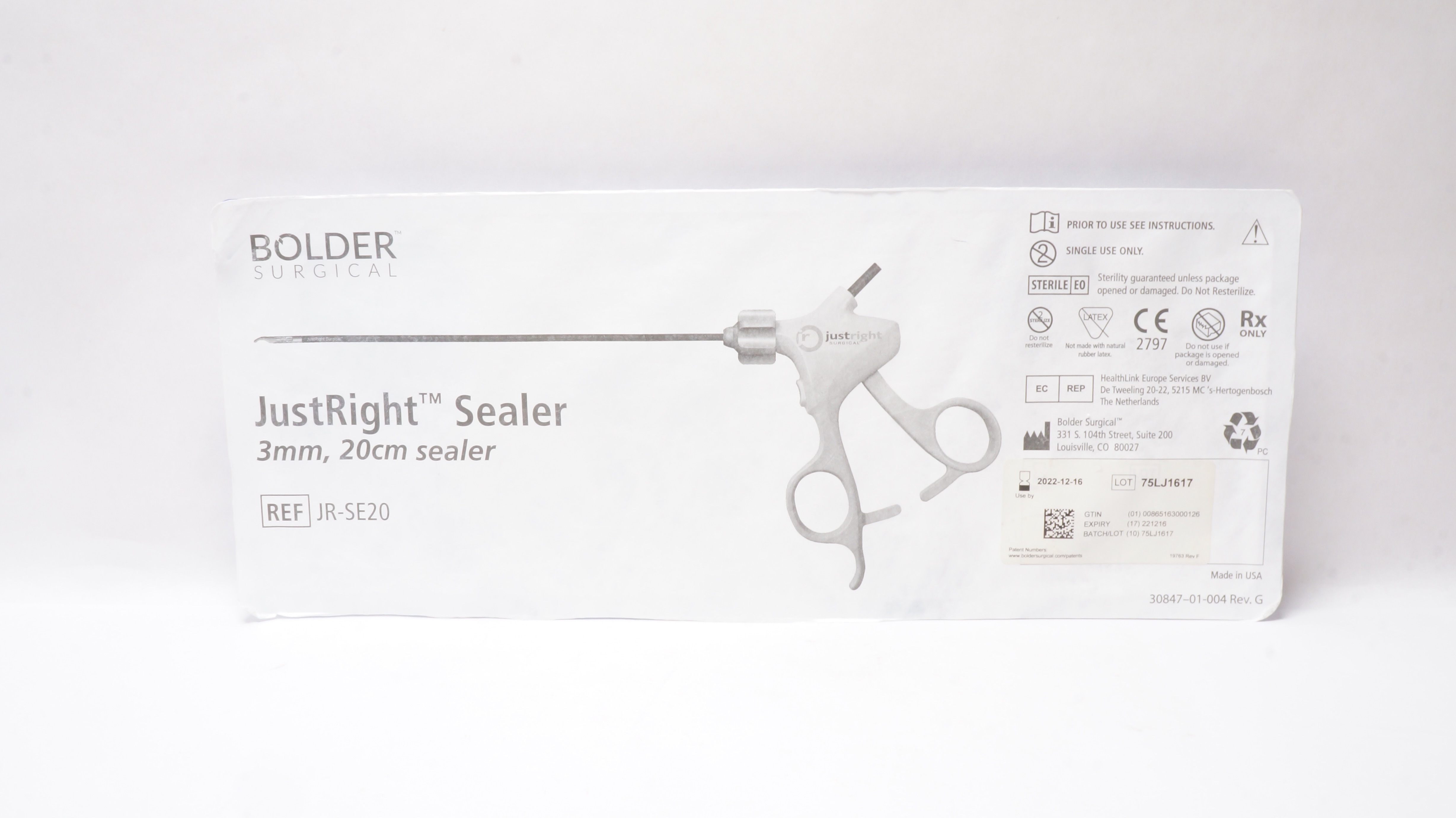 Bolder Surgical JR-SE20 JustRight Sealer 3mm 20cm (x)