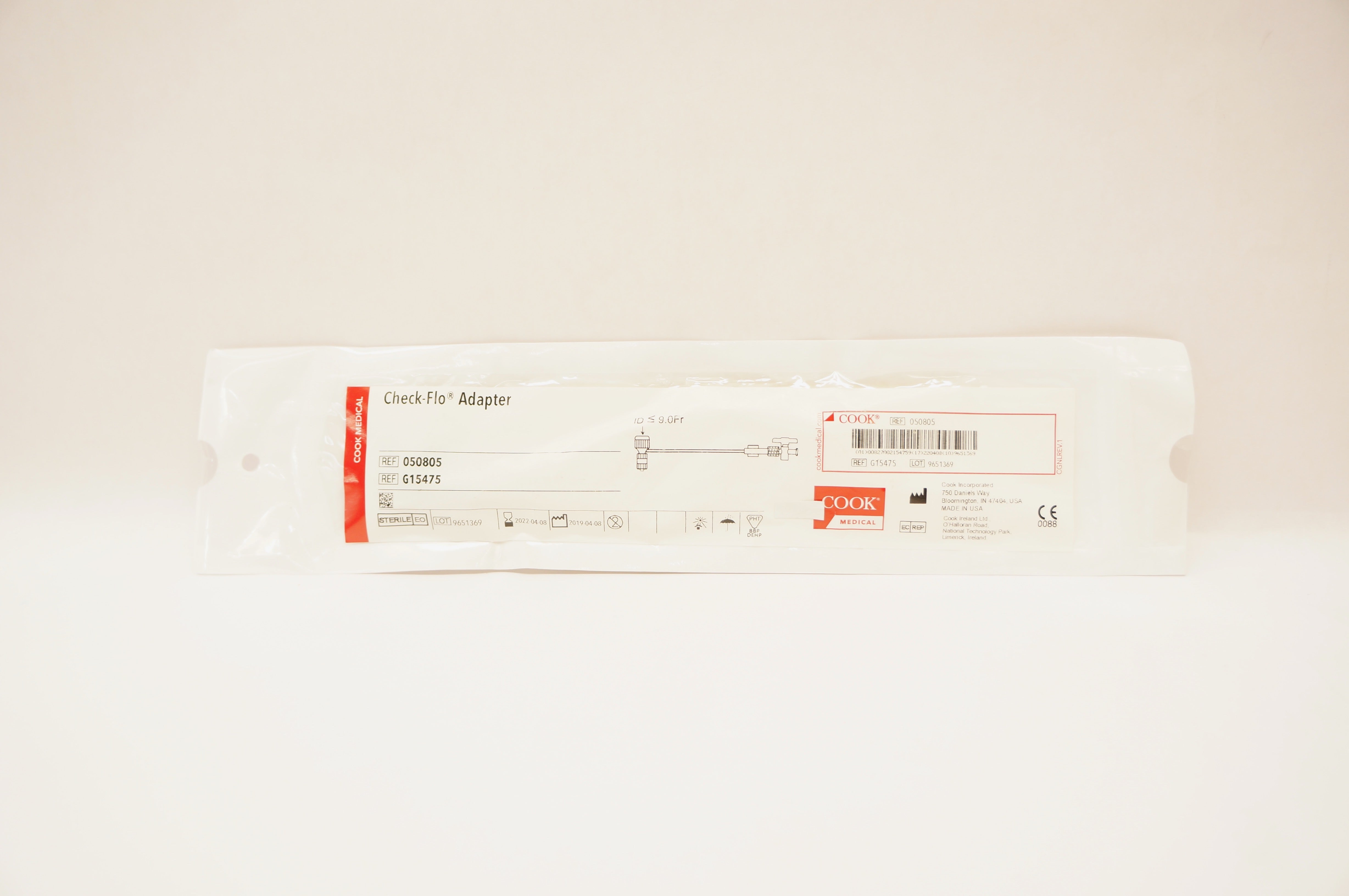 Cook Medical G15475 Check-Flo Adapter ID ≤9.0Fr. (x)