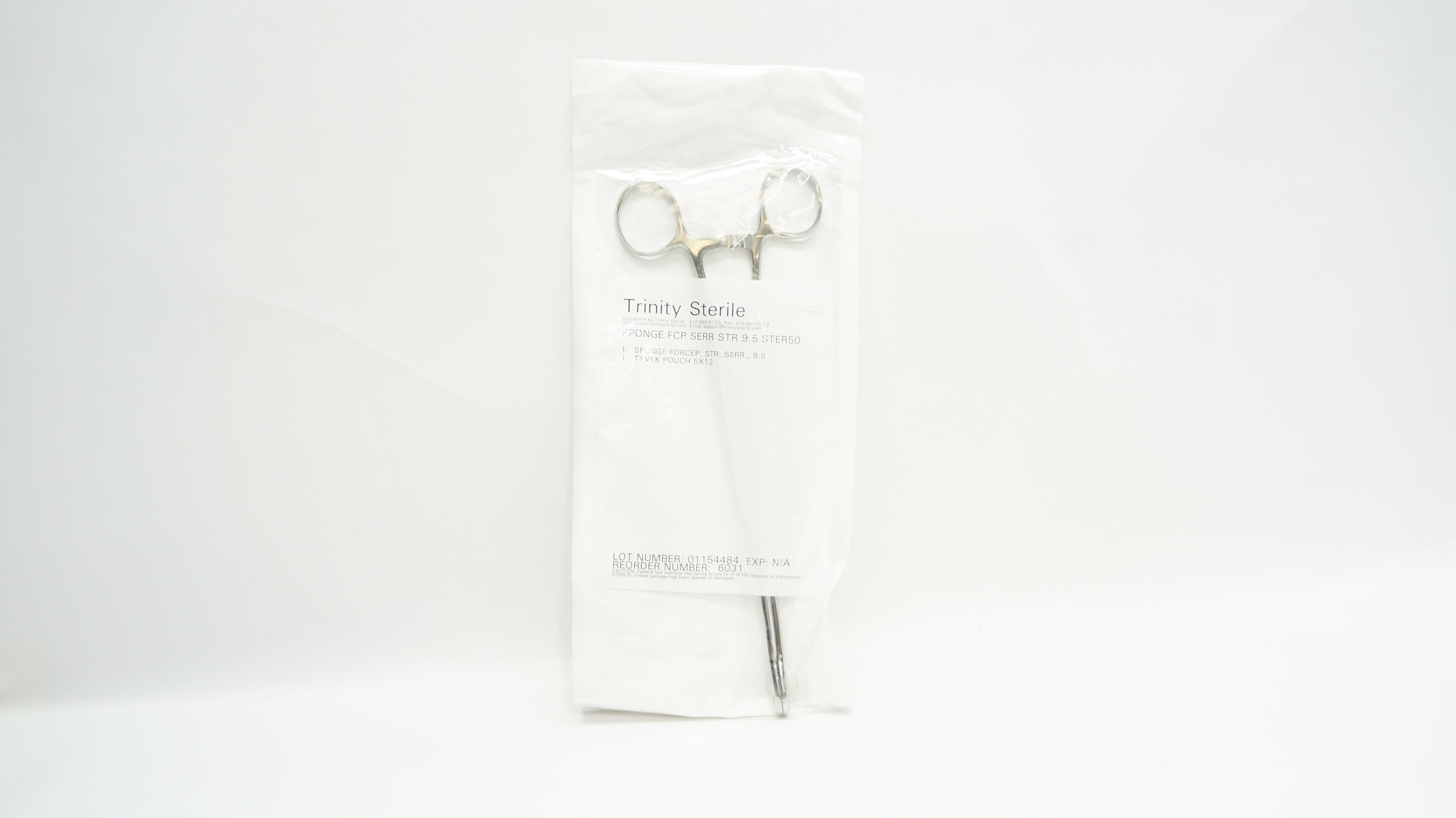 Trinity 6031 Serrated Sterile Sponge Forceps 9.5inch