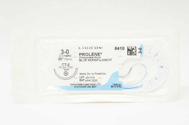 Ethicon 8410 3-0 PROLENE Blue Monofilament CT-2 26mm 1/2c Taper, 30inch (x)