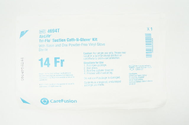 CareFusion 4694T AirLife Tri-Flo Suction Cath-N-Glove Kit 14Fr - Pack of 10
