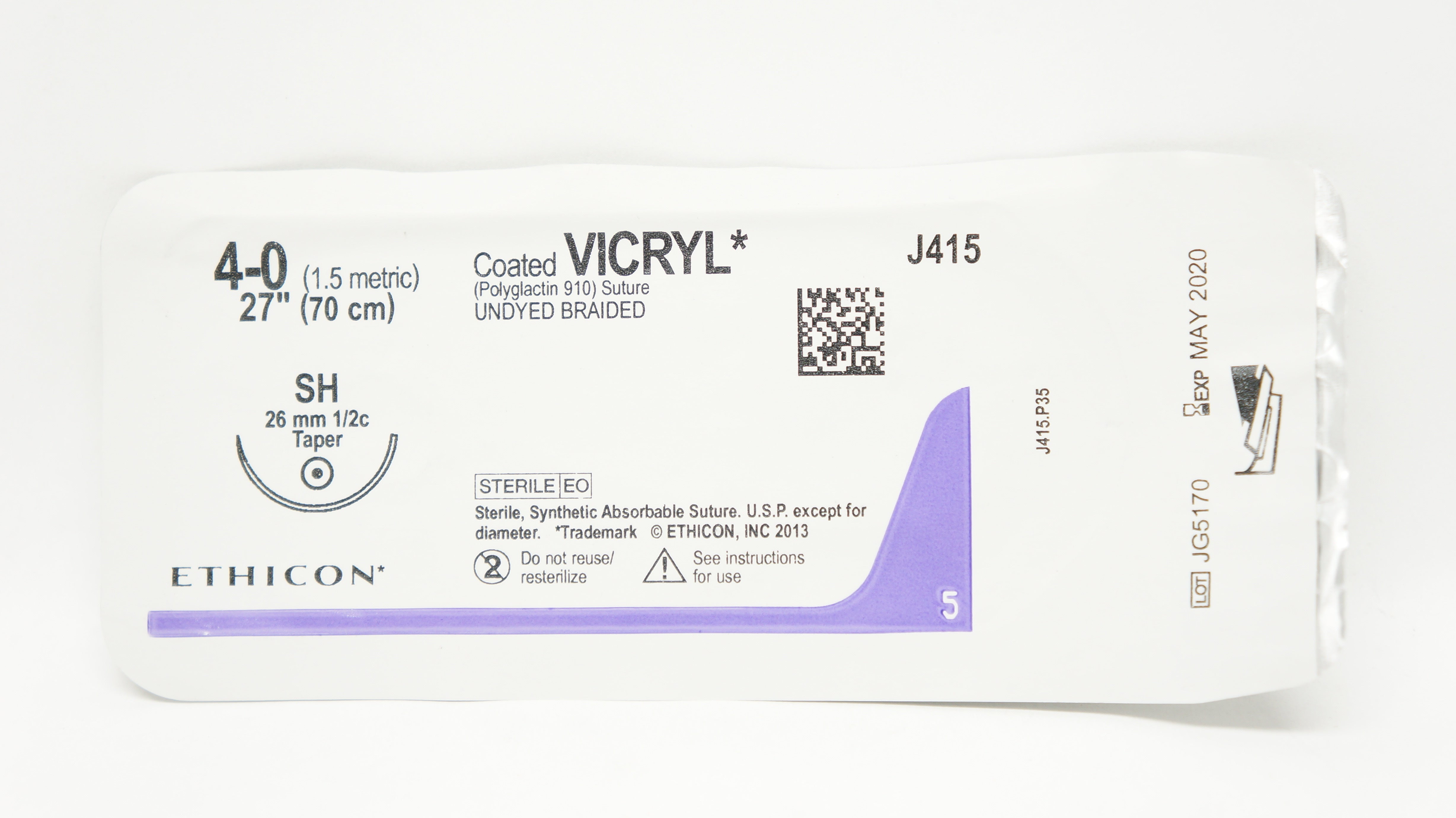 Ethicon J415 4-0 Coated Vicryl Stre Undyed Braided SH 26mm Taper, 27inch (x)