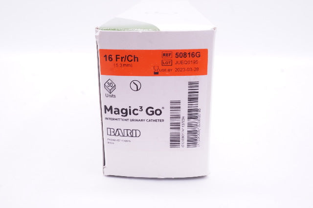 Bard 50816G Magic 3 Go Intermittent Urinary Cath. 16Fr - Box of 30