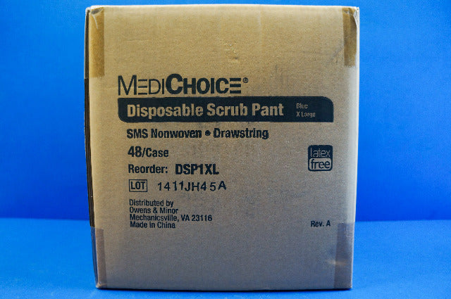 MediChoice DSP1XL Disposable Scrub Pant, Blue X Large ~ Pack of 48