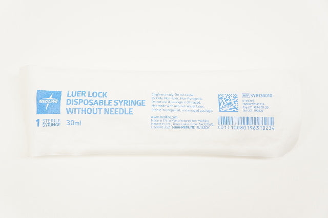 Medline SYR130010 Luer Lock Disposable Syringe Without Ndle 30ml