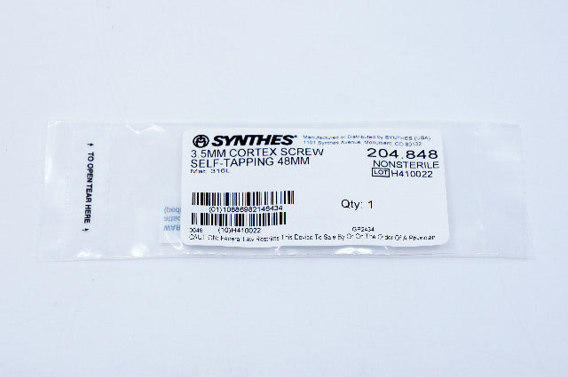 Synthes 204.848 3.5mm Cortex Screw Self-Tapping 48mm