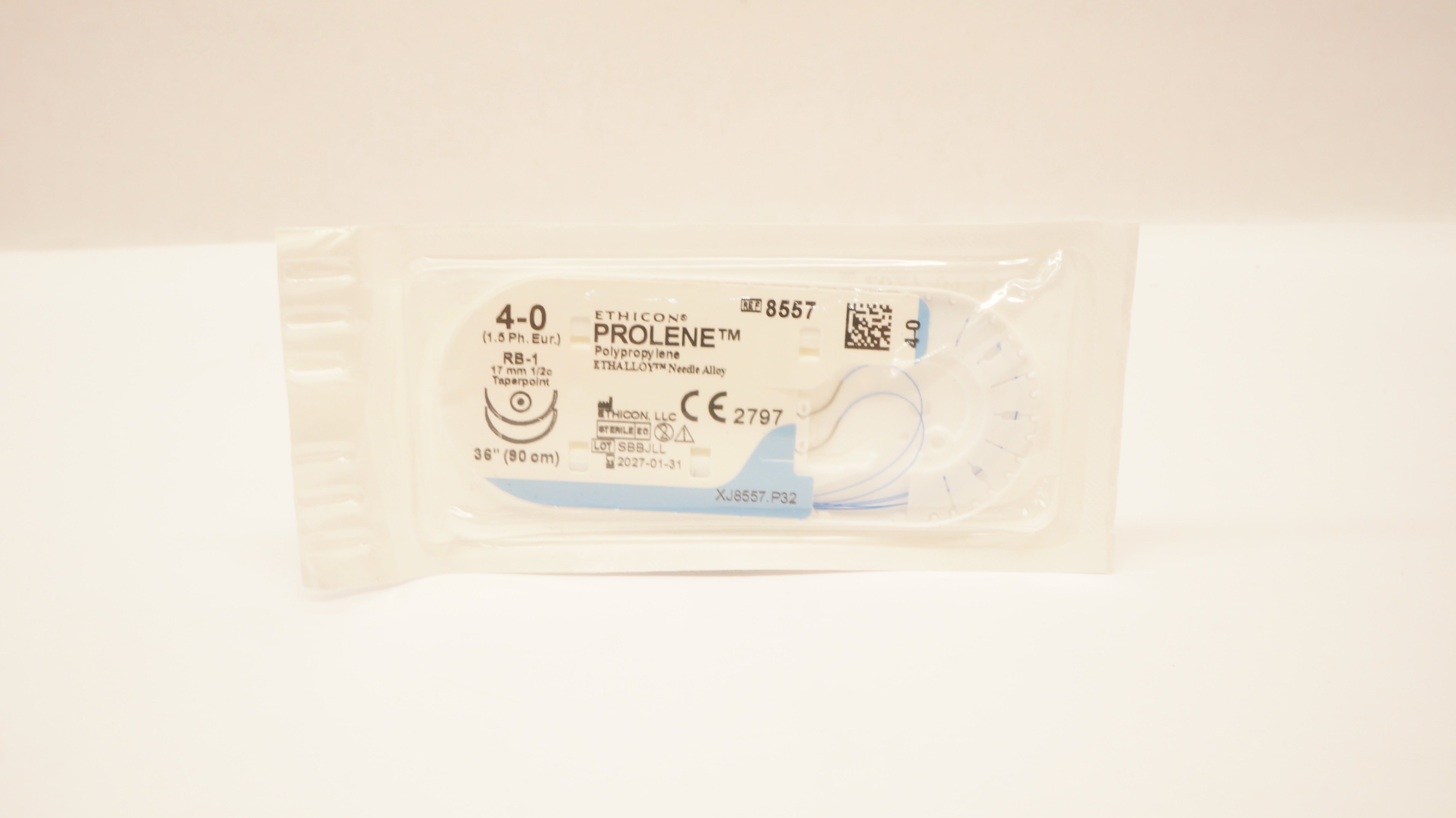 Ethicon 8557 4-0 PROLENE Polypropylene Stre RB-1 17mm 1/2c Taperpoint, 36inch