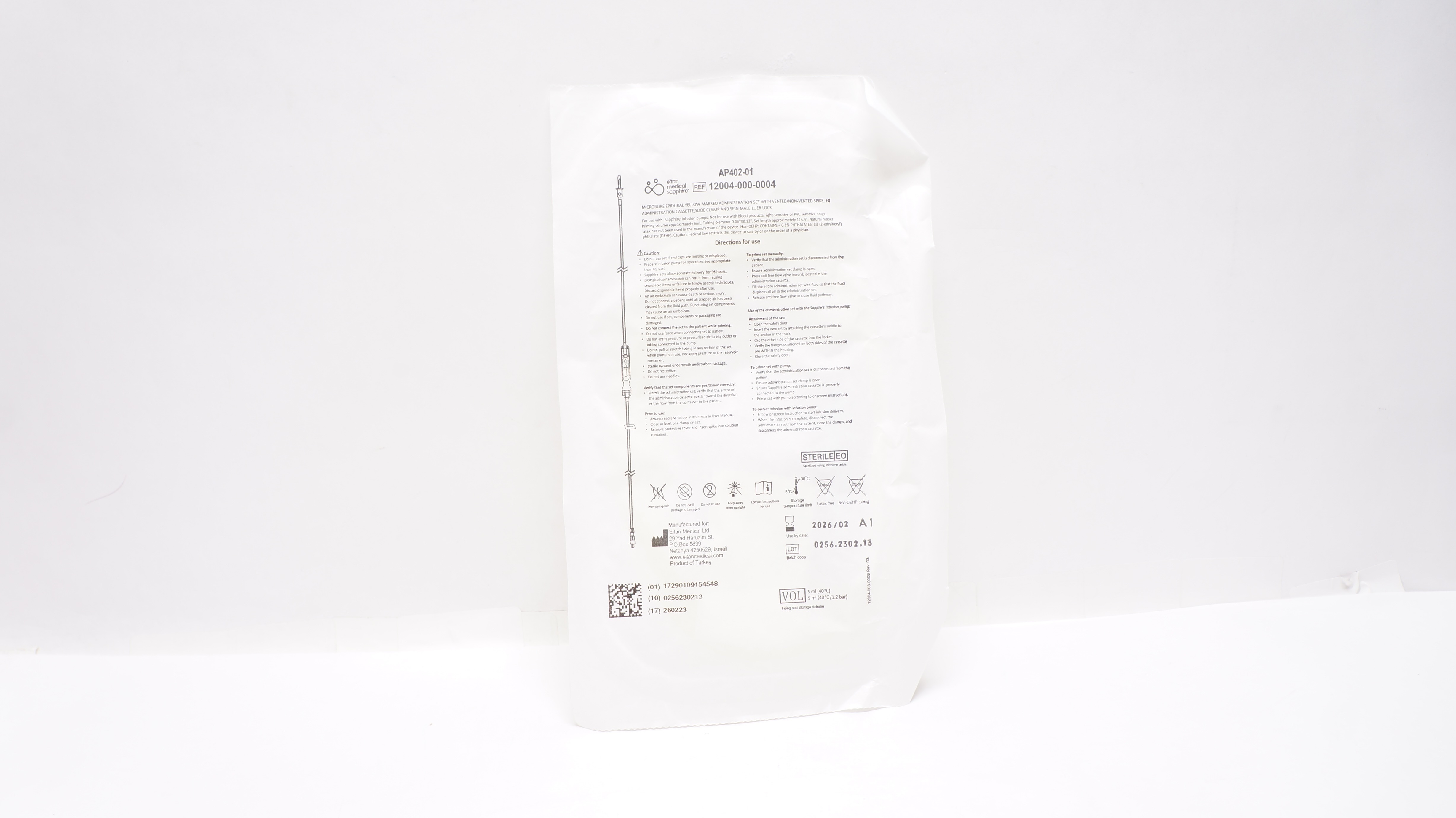 Eitan Medical 12004-000-0004 Microbore Yellow Marked Administration Set