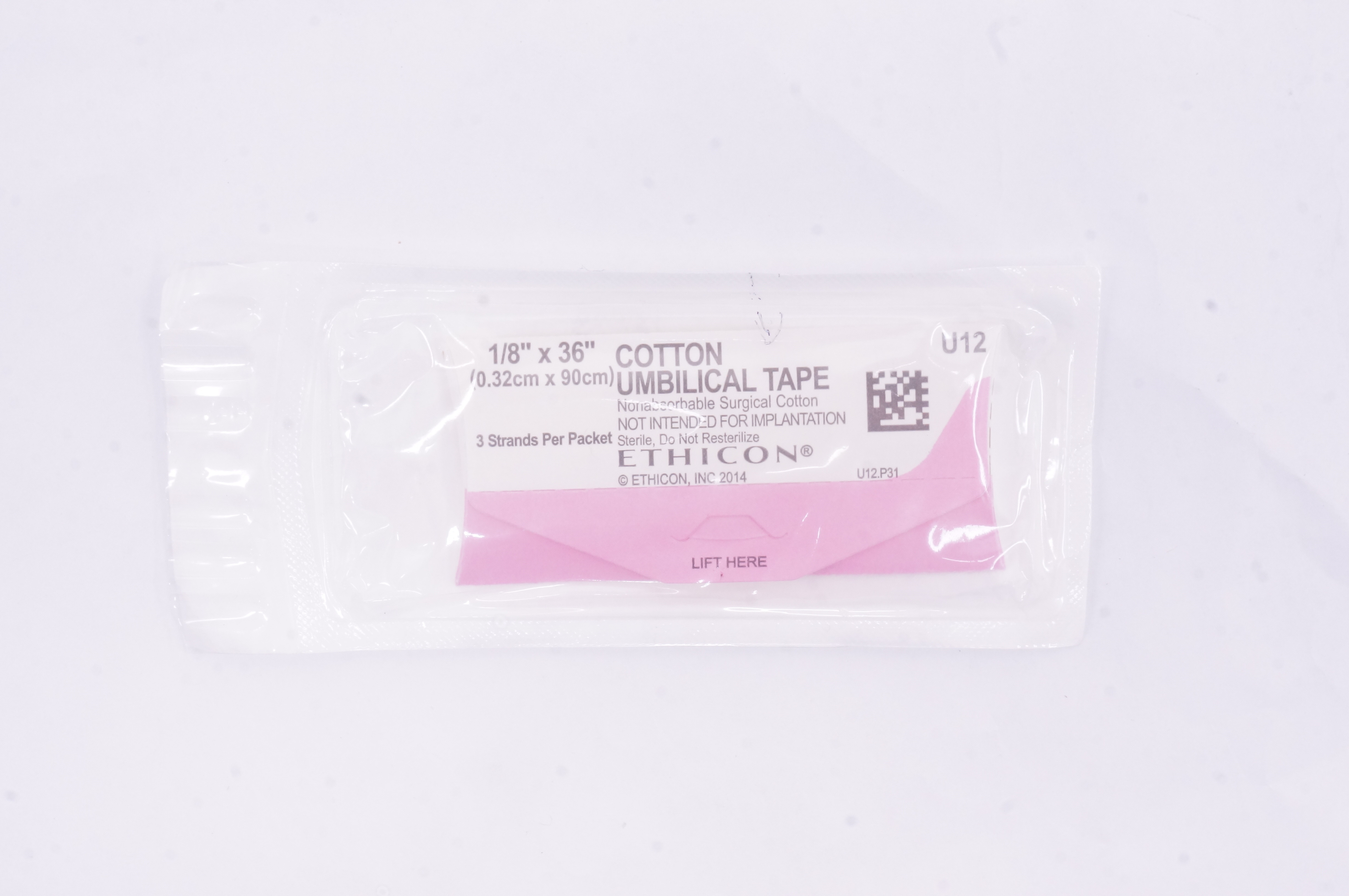 Ethicon U12 COTTON UMBILICAL TAPE, 1/8inch x 36inch (x)
