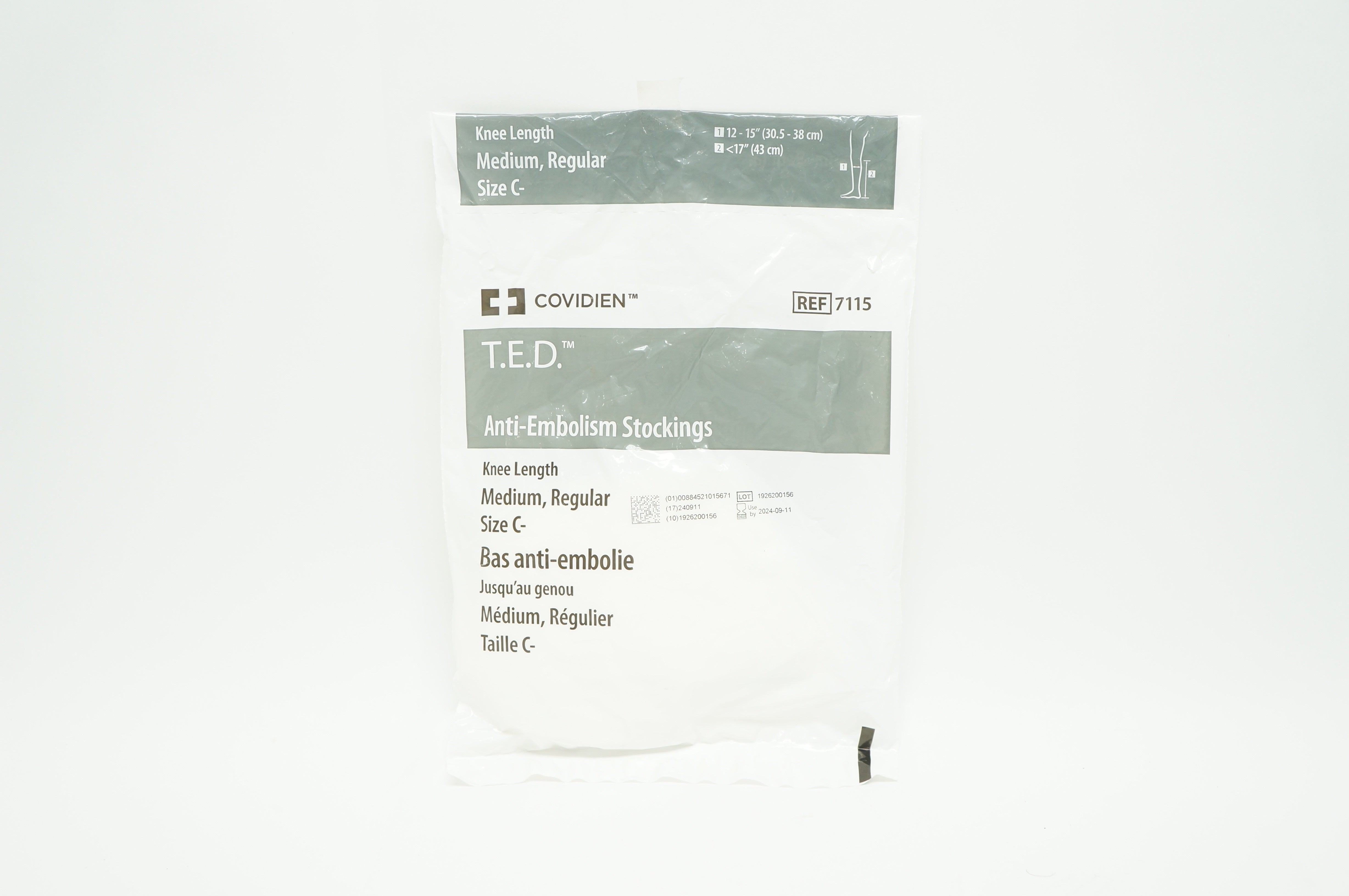 Covidien 7115 T.E.D. Anti-Embolism Stockings Knee Length Medium, Size C