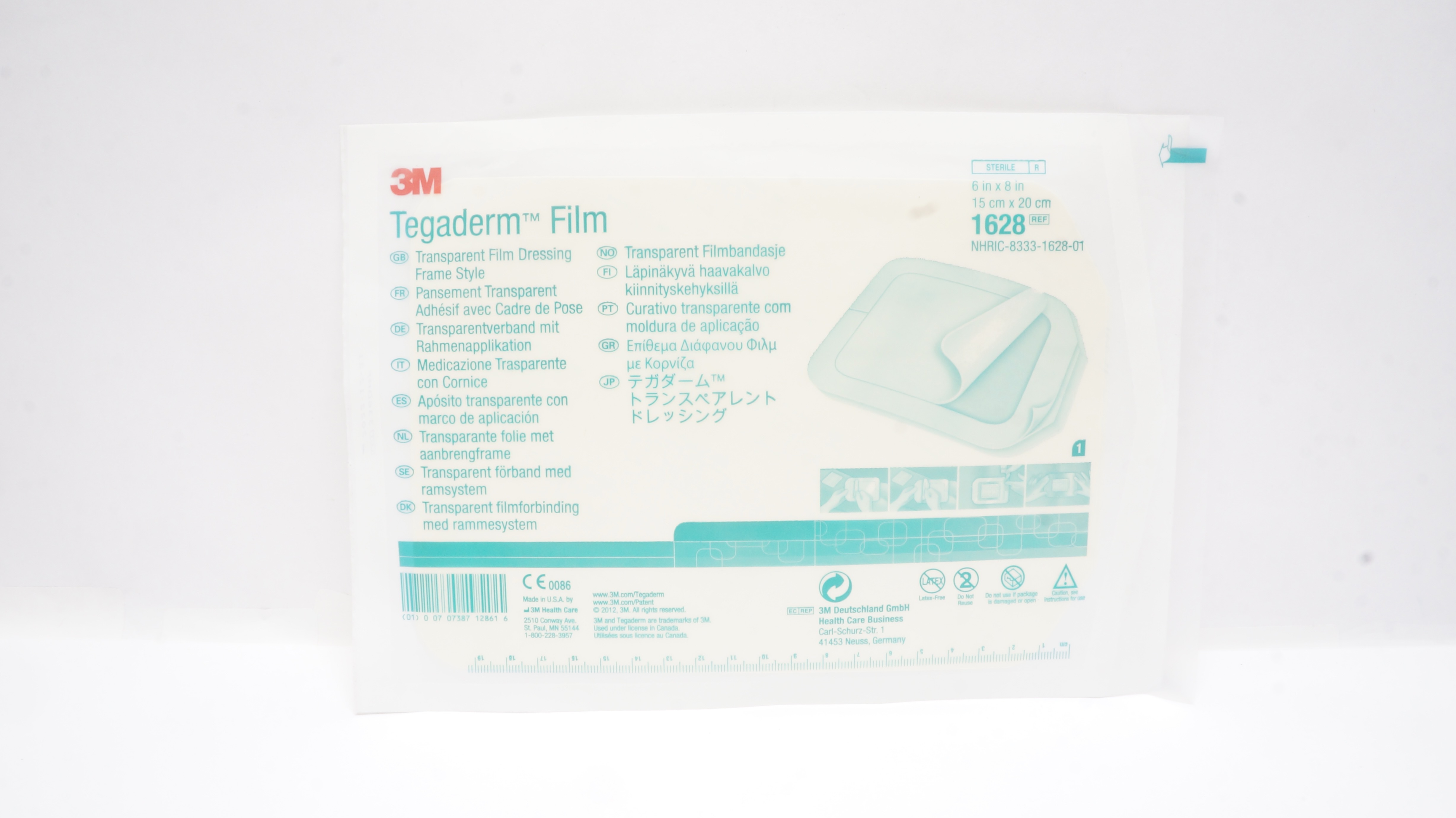 3M 1628 Tegaderm Transparent Film Dressing, Frame Style 6 inch x 8 inch (x)