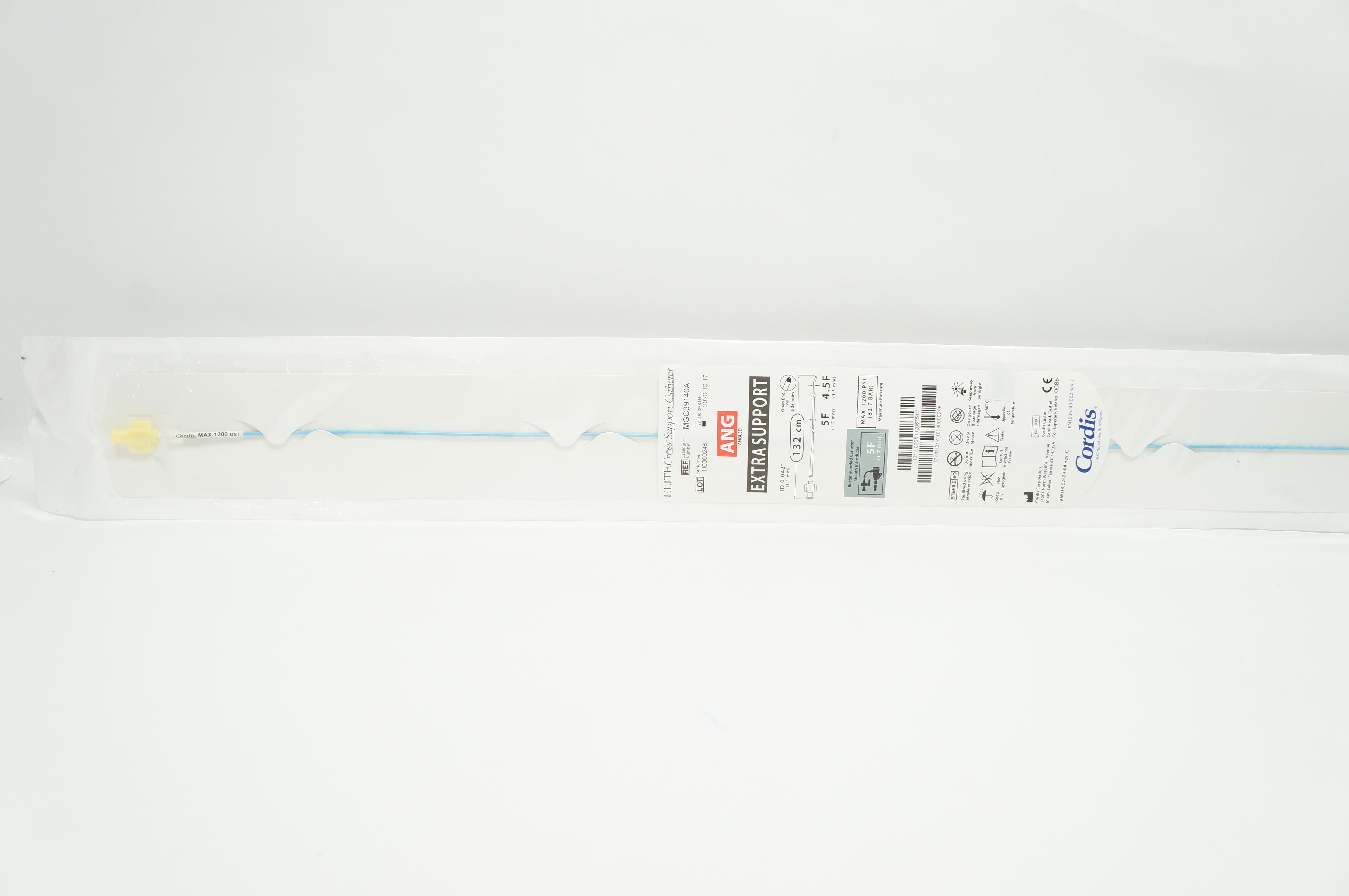 Cordis MGC39140A ELITECROSS Support Cath. ANG, Extra, 132cm x 5F x 4.5F (x)