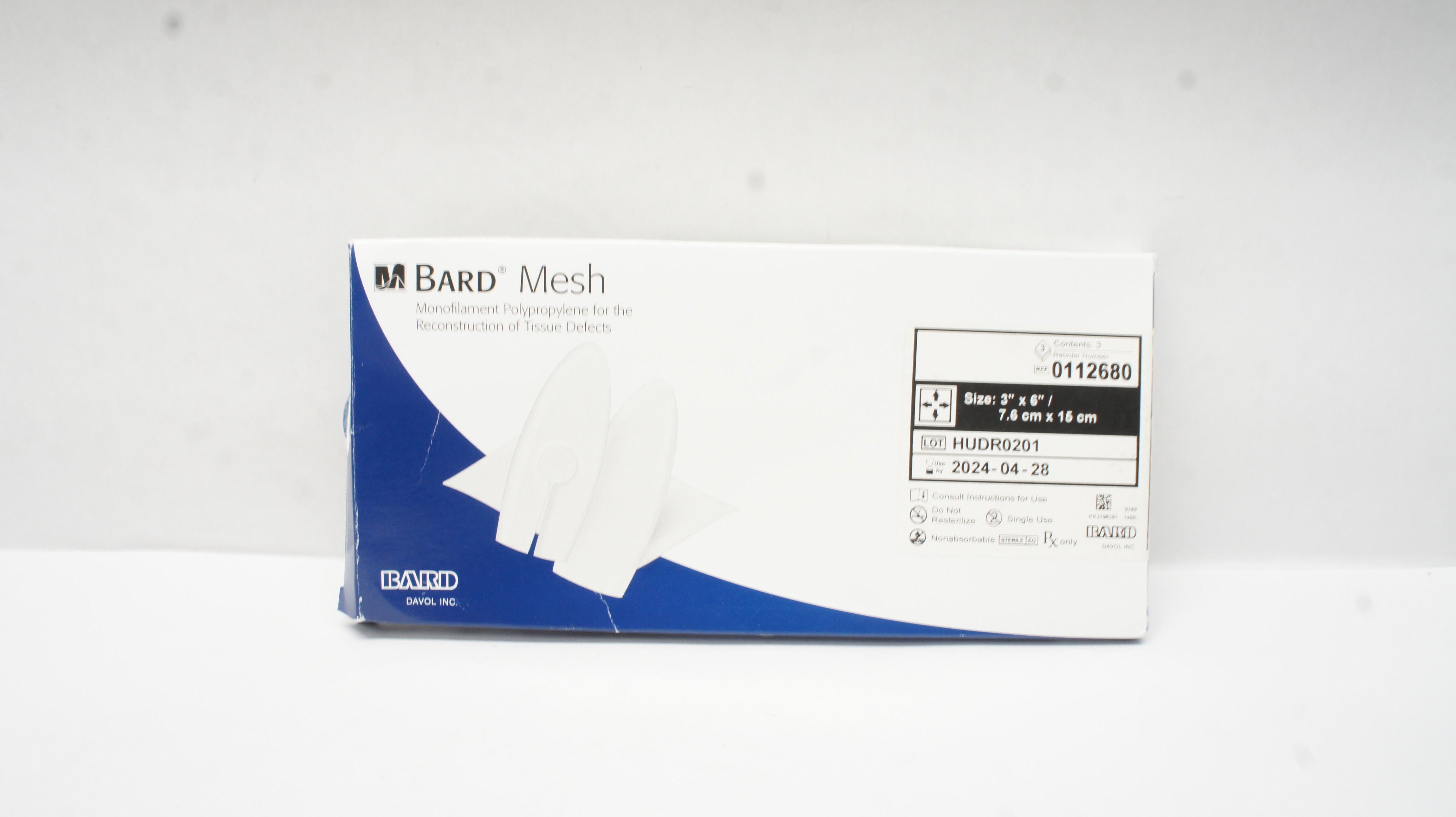 Bard 0112680 Mesh Monofilament Porypropylene, Size 3inch x 6inch (x) - Box of 1
