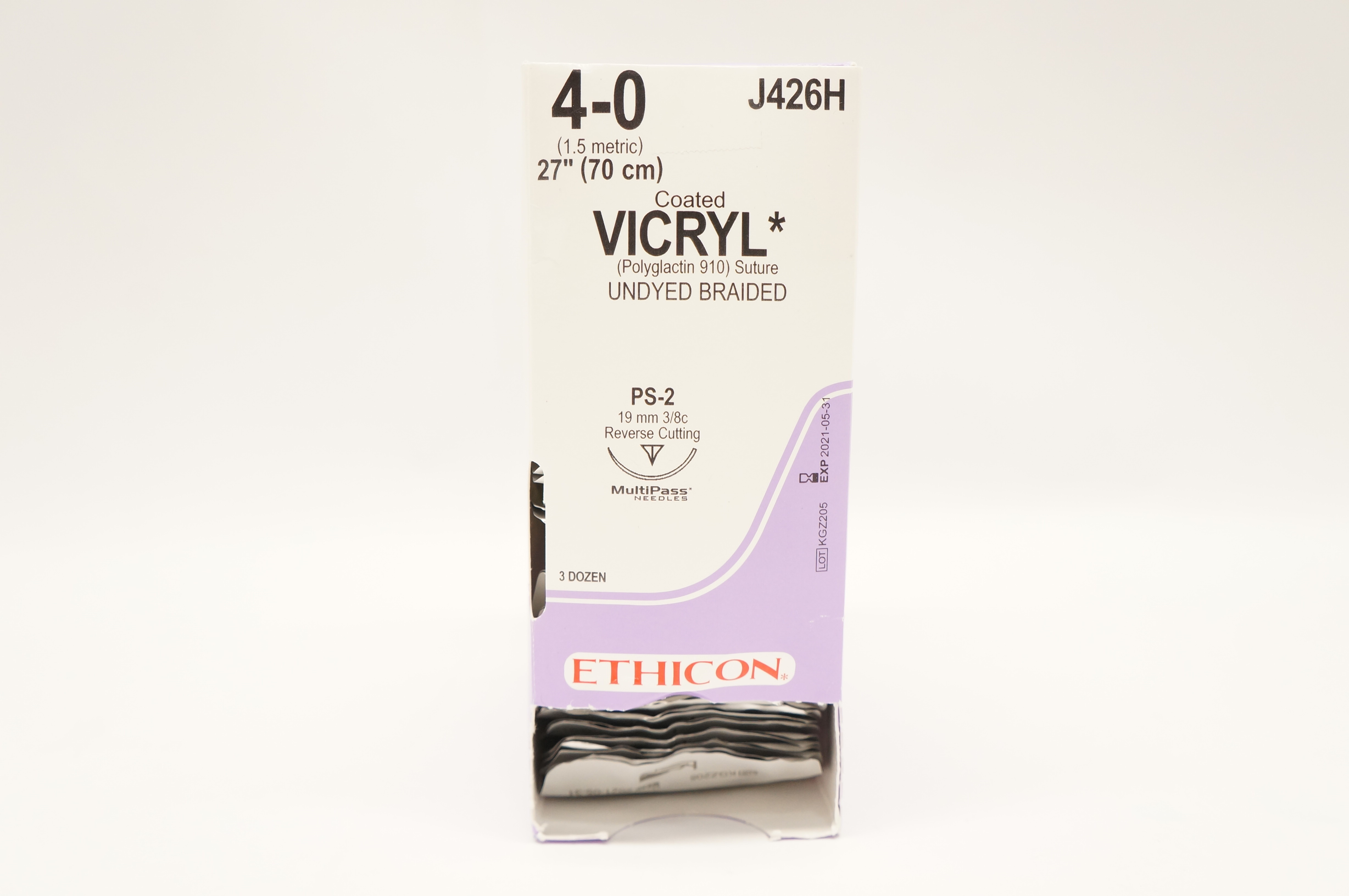 Ethicon Y426H 4-0 Coated Vicryl Stre PS-2 19mm 3/8c  27in.-Box of 36