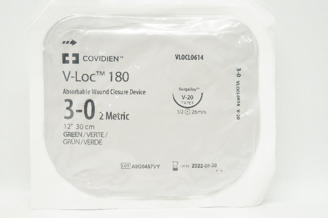 Covidien VLOCL0614 3-0 V-Loc 180, Green, V-20 Taper, 1/2c 26mm, 12inch (x)