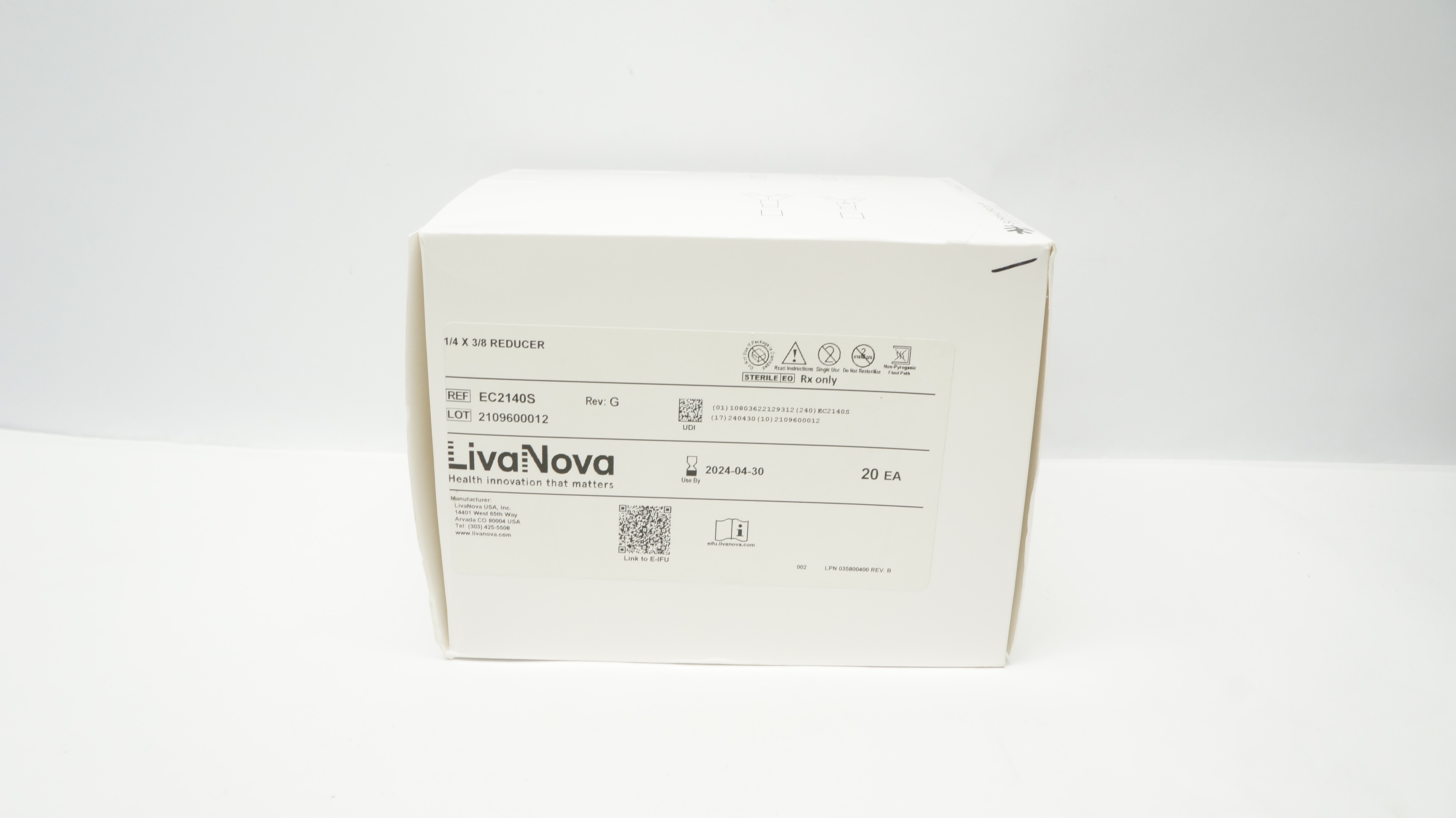 LivaNova EC2140S Reducer 1/4inch x 3/8inch (x) - Box of 16