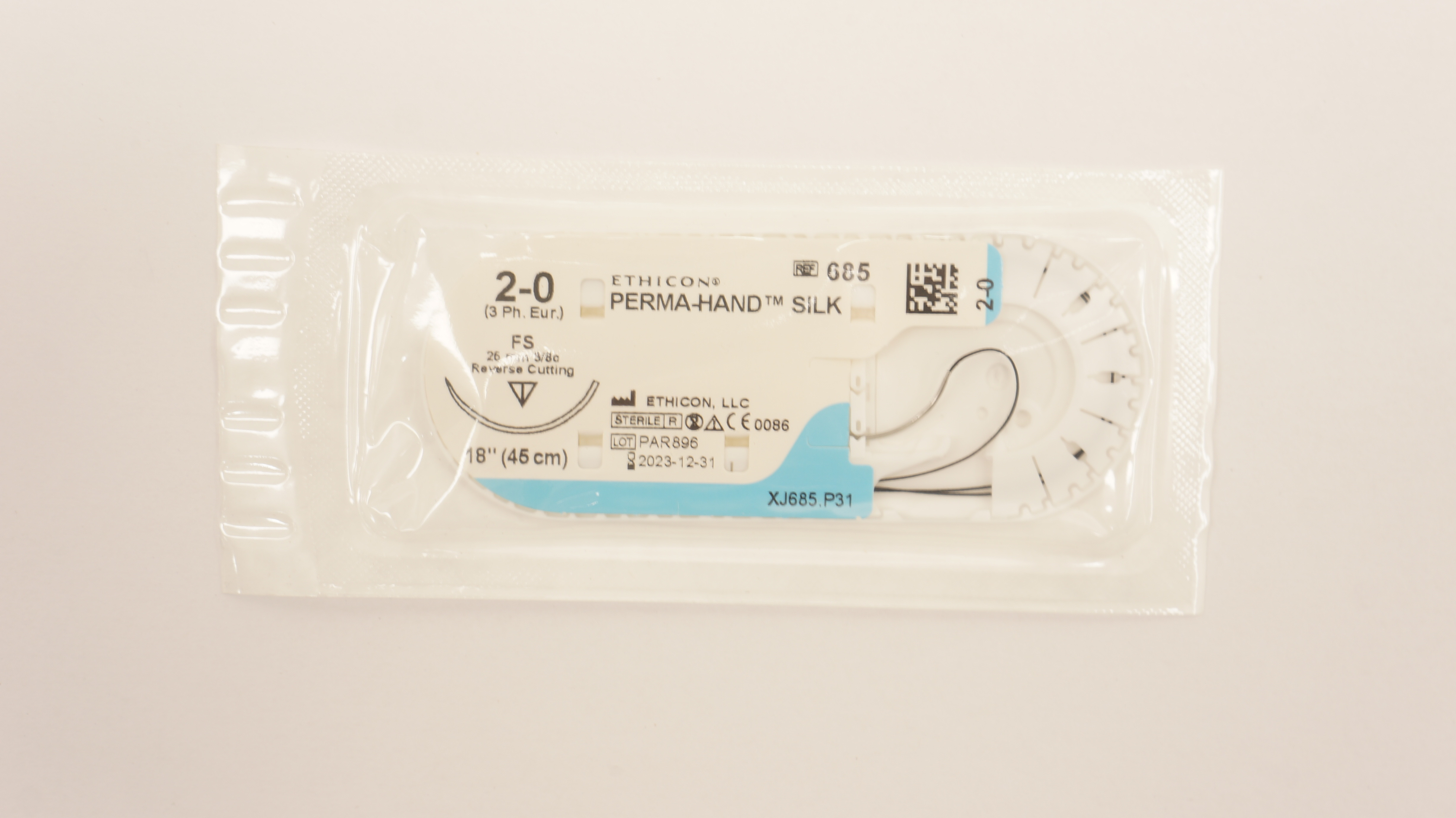 Ethicon 685 2-0 Perma-Hand Silk FS 26mm 3/8c Reverse Cutting, 18inch